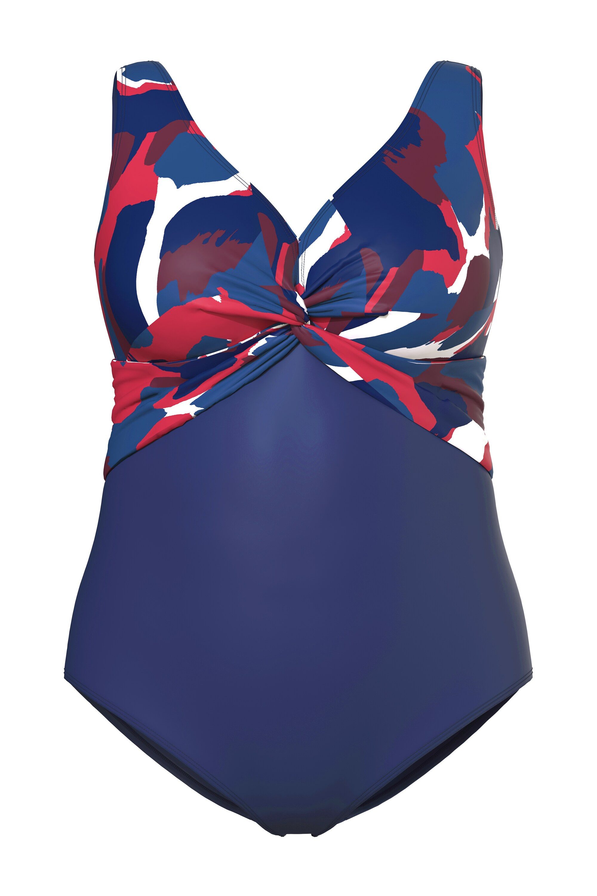 Ulla Popken Badeanzug Badeanzug Zierknoten Softcups bedruckte Büste günstig online kaufen