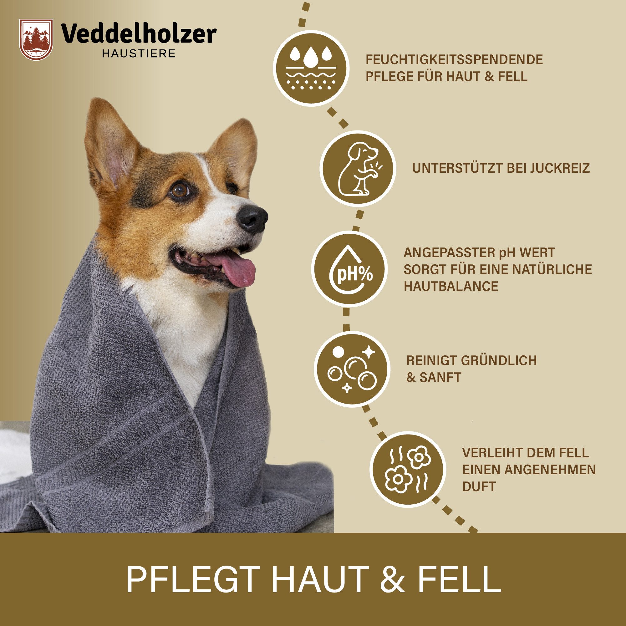 Veddelholzer Tiershampoo 500 ml Natürliches Neemöl Hunde Shampoo sanfte Haut- & Fellpflege, 500 ml, (Rückfettend & Feuchtigkeitsspendend für EIN glänzendes Fell), lindert Juckreiz gegen Flöhe, Zecken & Milben