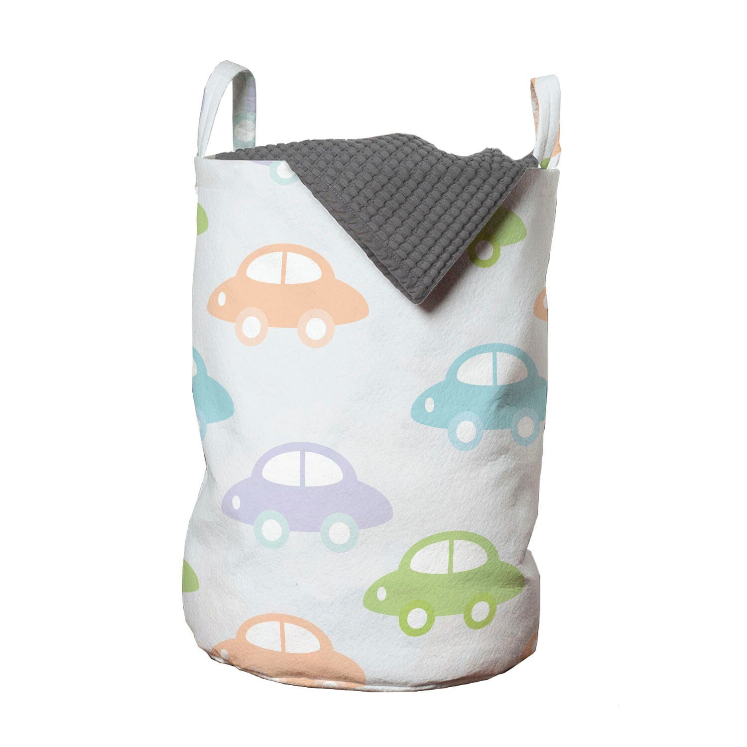 Wäschesäckchen für Abakuhaus Cars Pattern Auto Wäschekorb Kordelzugverschluss Griffen Pastell mit Waschsalons,