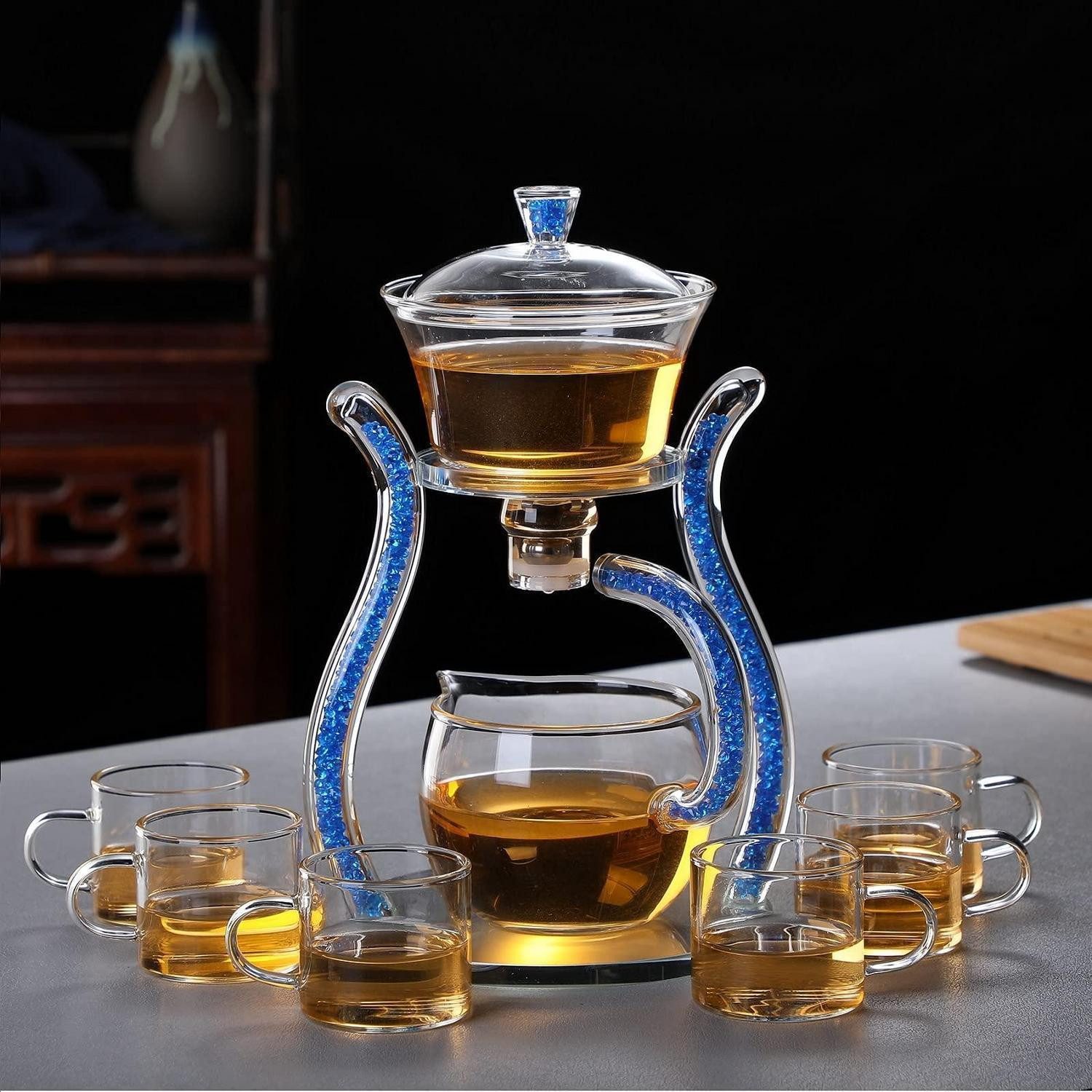 LuxusKollektion Teeservice Glas-Teeservice halbautomatisch blau, Glas