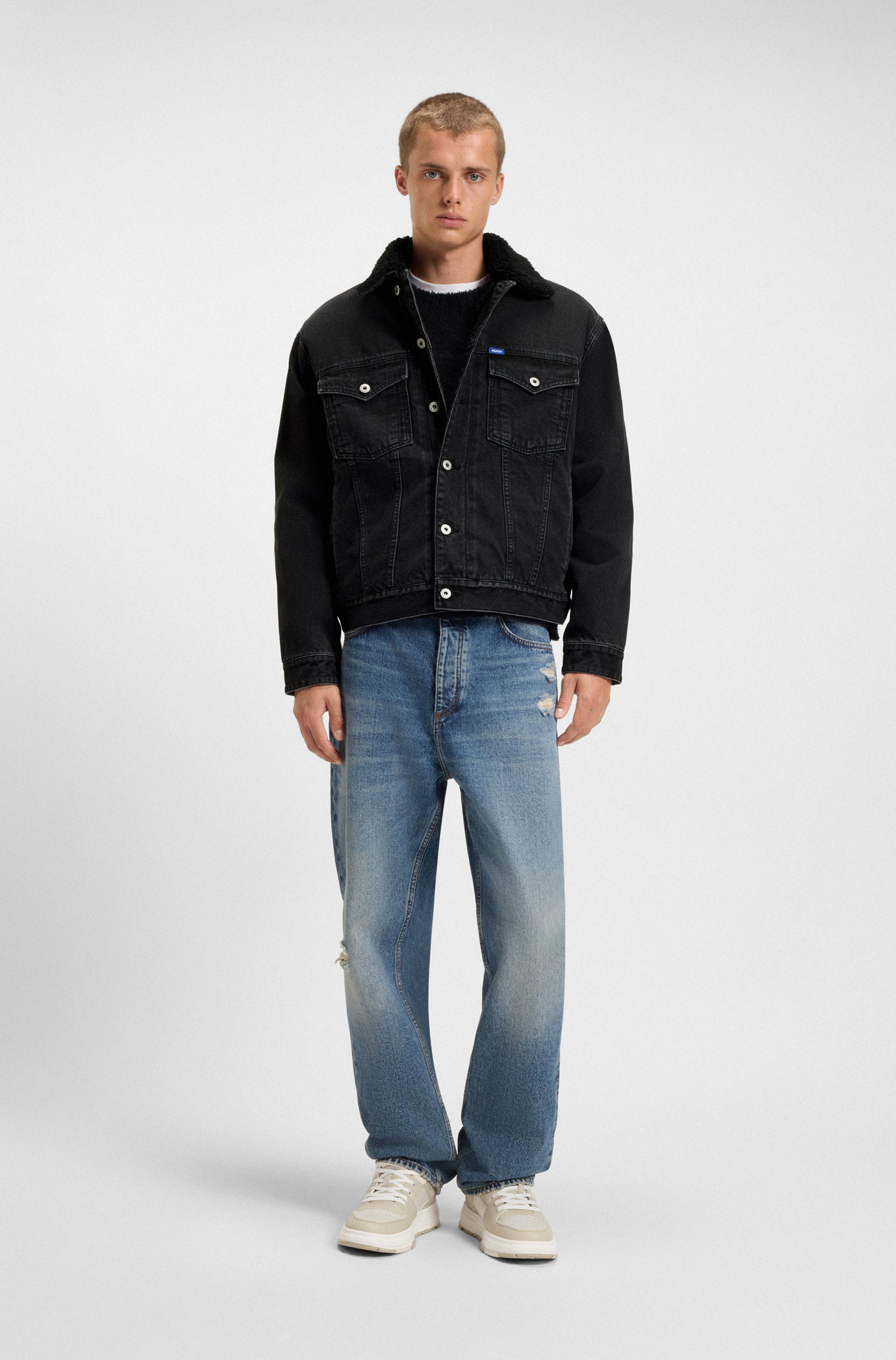 HUGO Jeansjacke Dex warm gefüttert, regular fit, stone washed – Bild 4 von 5