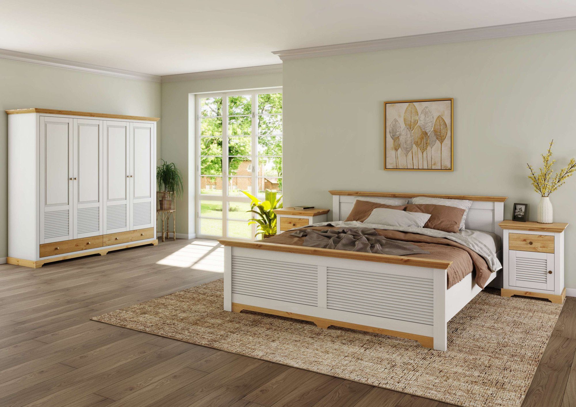 OTTO home Nachtkommode Rauna, Landhausstil, edles Design mit Lamellen und Kassetten, 2 Farben (B/H/T 56/69/39cm), FSC® zertifiziertes Kieferholz, massive Qualität mit viel Stauraum