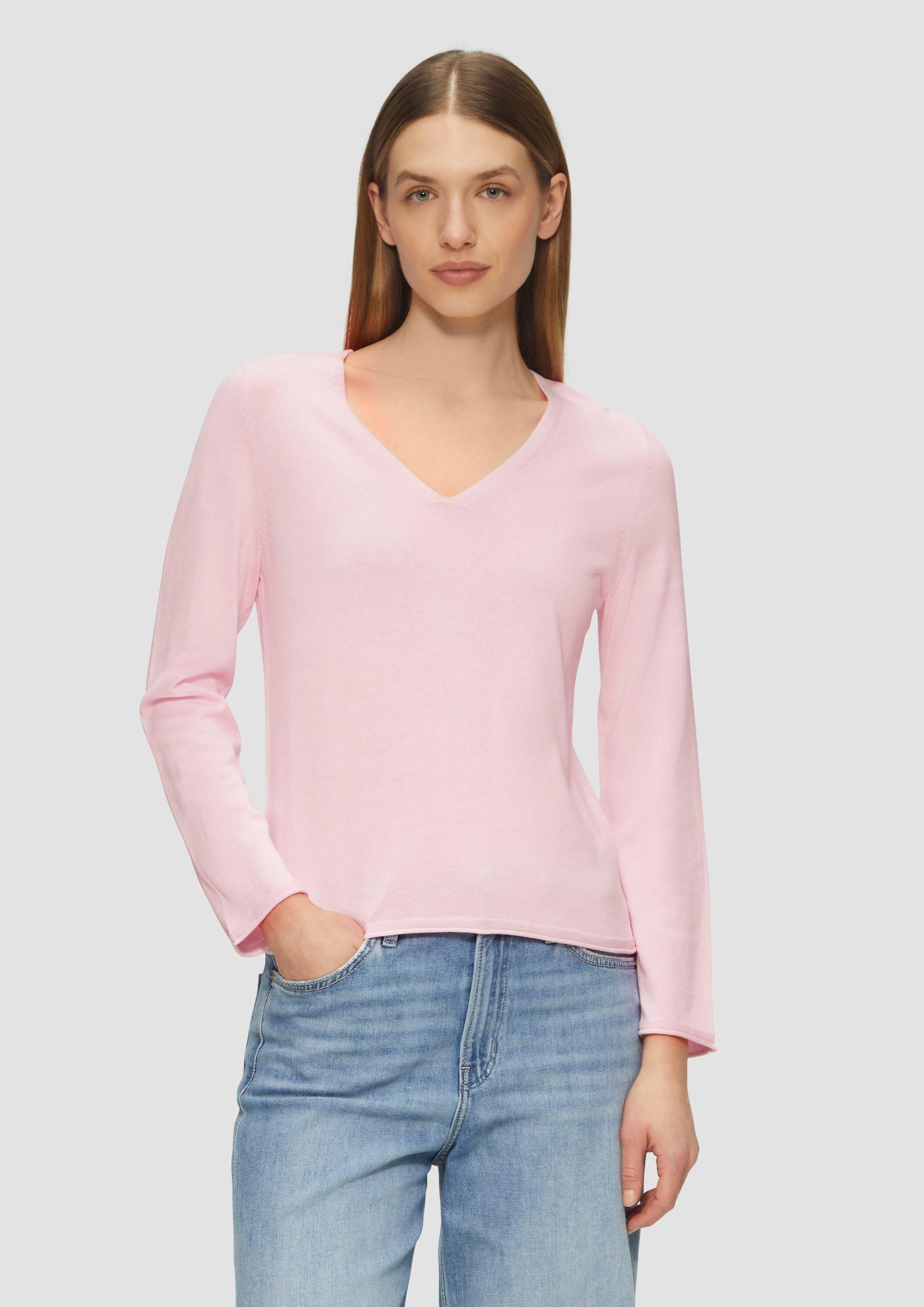 s.Oliver Longpullover Strickpullover Feinstrickpullover mit V-Ausschnitt günstig online kaufen