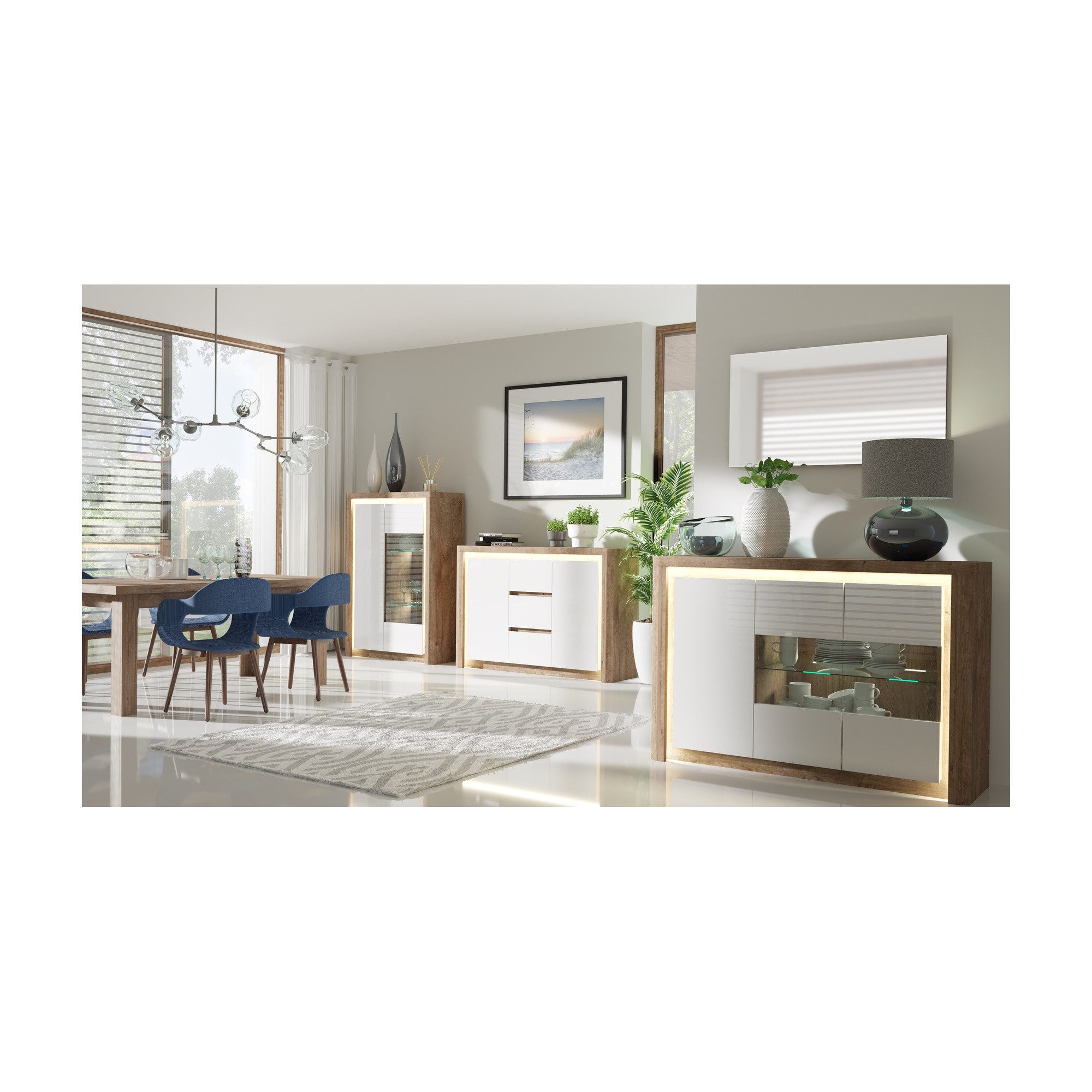 Raumhirsch Furniture Hängeregal Hängeregal, Wandboard, Regal mit Stauraum, Maße: 120 x 20 x 40 cm (2 Ablageflächen, Wandmontage), Weiß Hochglanz, ABS-Kanten, moderner Stil, viel Stauraum