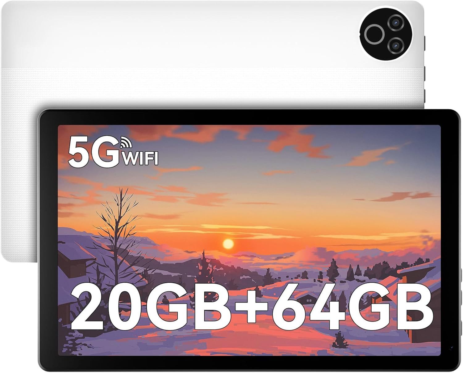 Happybe 10,1'' Android, 20(3+17)GB+64GB+1TB TF, 1280x800 HD IPS, Dual-Kamera Tablet (10,1", 64 GB, Android 15, mit Gesichtserkennung, 5G WiFi, 5-Core)