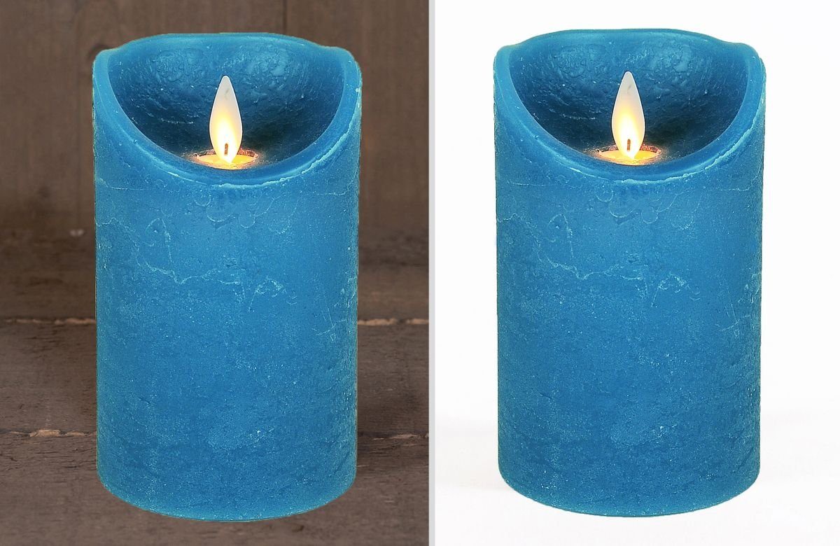 Timerfunktion mit Farb- Timer 12,5 Ø Kerze 7,5cm LED Blau Echtwachskerze / Echtwachskerzen Wachskerze (1-tlg), Größenauswahl, cm / große JACK LED-Kerze 15 und 10