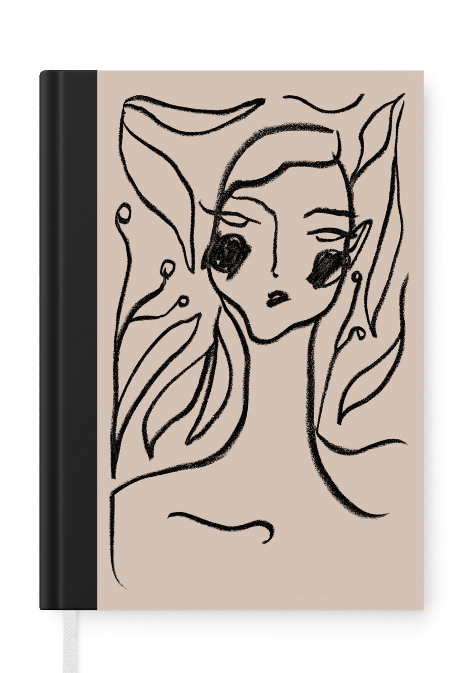 MuchoWow Notizbuch Strichzeichnung - Pastell - Schwarz - Porträt, Journal, Merkzettel, Tagebuch, Notizheft, A5, 98 Seiten, Haushaltsbuch. Reduzierter Preis € 20,95. Unverbindliche Preisempfehlung € 23,94, (€ 20,95 pro 1 Stk)