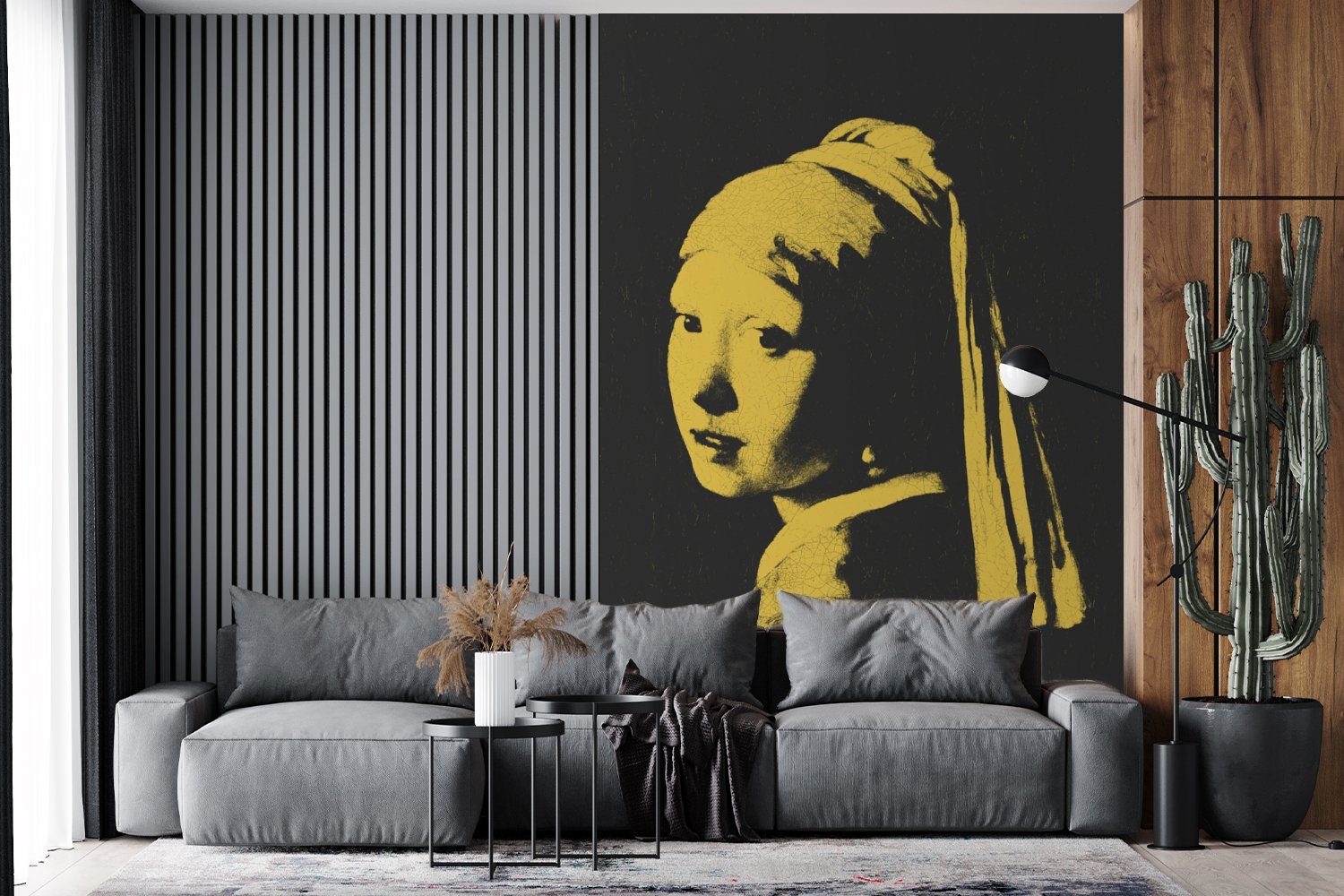 MuchoWow Fototapete Mädchen Tapete Wohnzimmer, einem St), Johannes Matt, bedruckt, - Gelb, Vinyl Wandtapete Perlenohrring (3 mit Vermeer - Montagefertig für