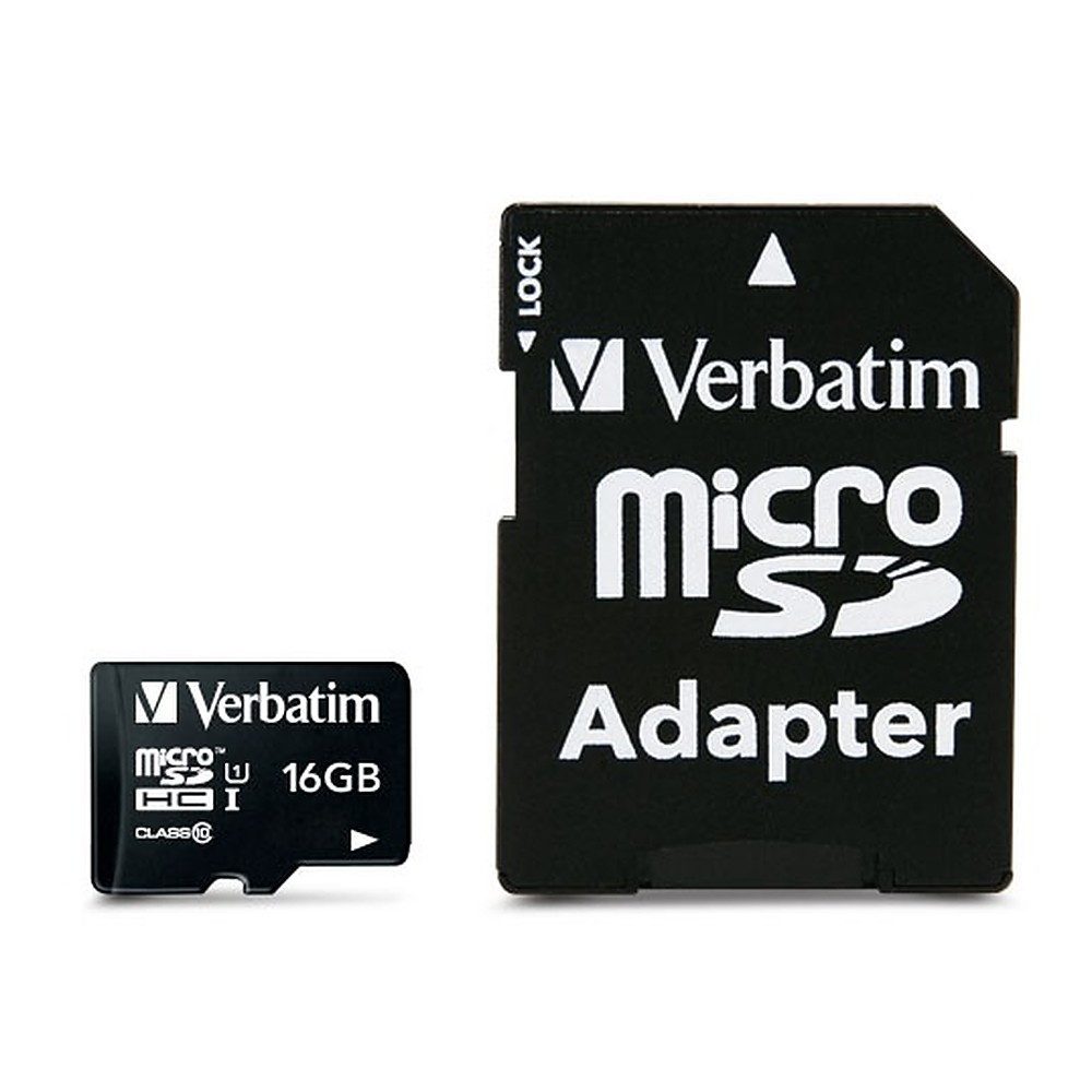 Verbatim Datenspeicher Flashspeicher Smartphonespeicher Speicherkarte (16 GB, Class 10, UHS-I U1, V10, 80.0 MB/s Lesegeschwindigkeit, 80 MB/s, SD-Adapter, Full HD, stoßfest)