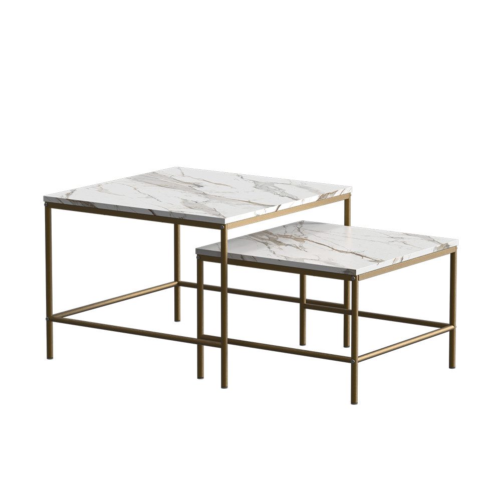Vicco Couchtisch Ramio, Weiß/Gold, 60 x 60 cm 2 Teile (2-St) günstig online kaufen
