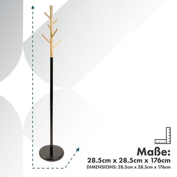 Karat Garderobenständer George, Kleiderständer, 6 Kleiderhaken, Runder Standfuß