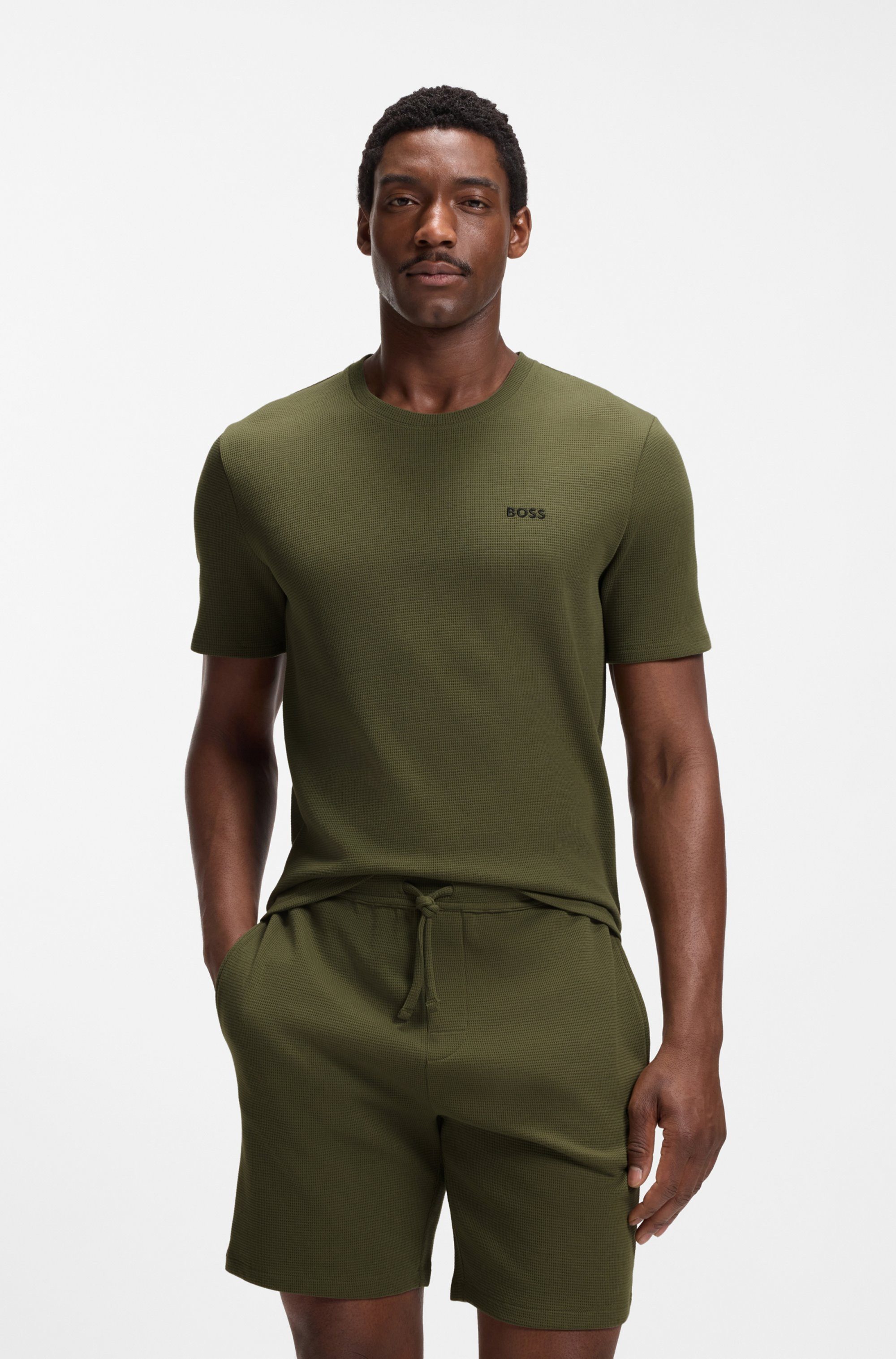 BOSS Pyjamaoberteil Waffle T-Shirt