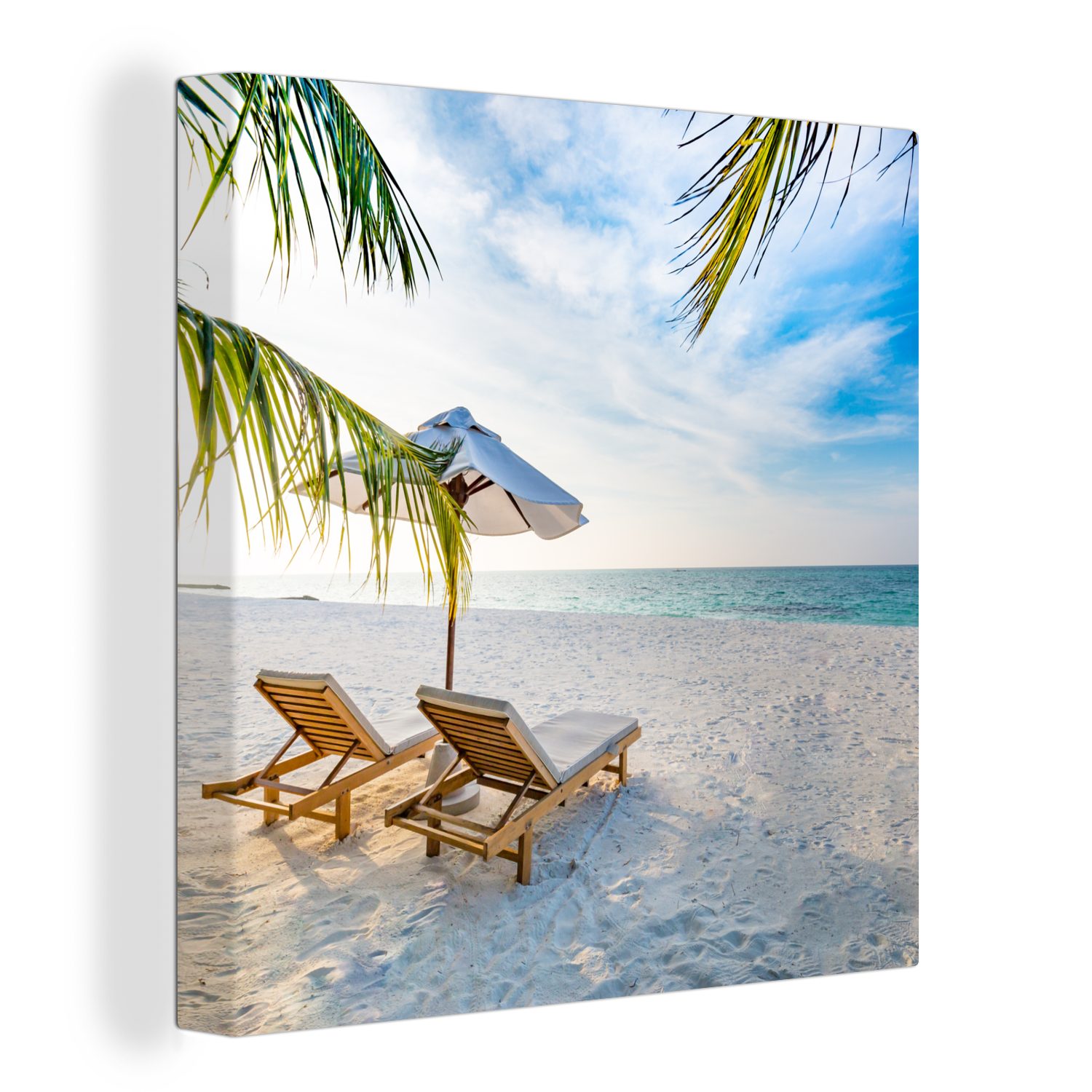 OneMillionCanvasses® Leinwandbild Schlafzimmer St), für Sonnenschirm (1 Sonnenuntergang, - Bilder Leinwand Strandkorb Wohnzimmer 