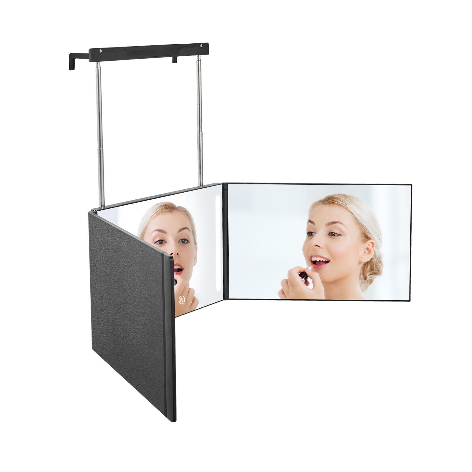EMKE Kosmetikspiegel EMKE 360 Grad Spiegel Kosmetikspiegel Rasierspiegel mit Beleuchtung, mit 5X Vergrößerung Höhenverstellbaren für Make-up Schwarz