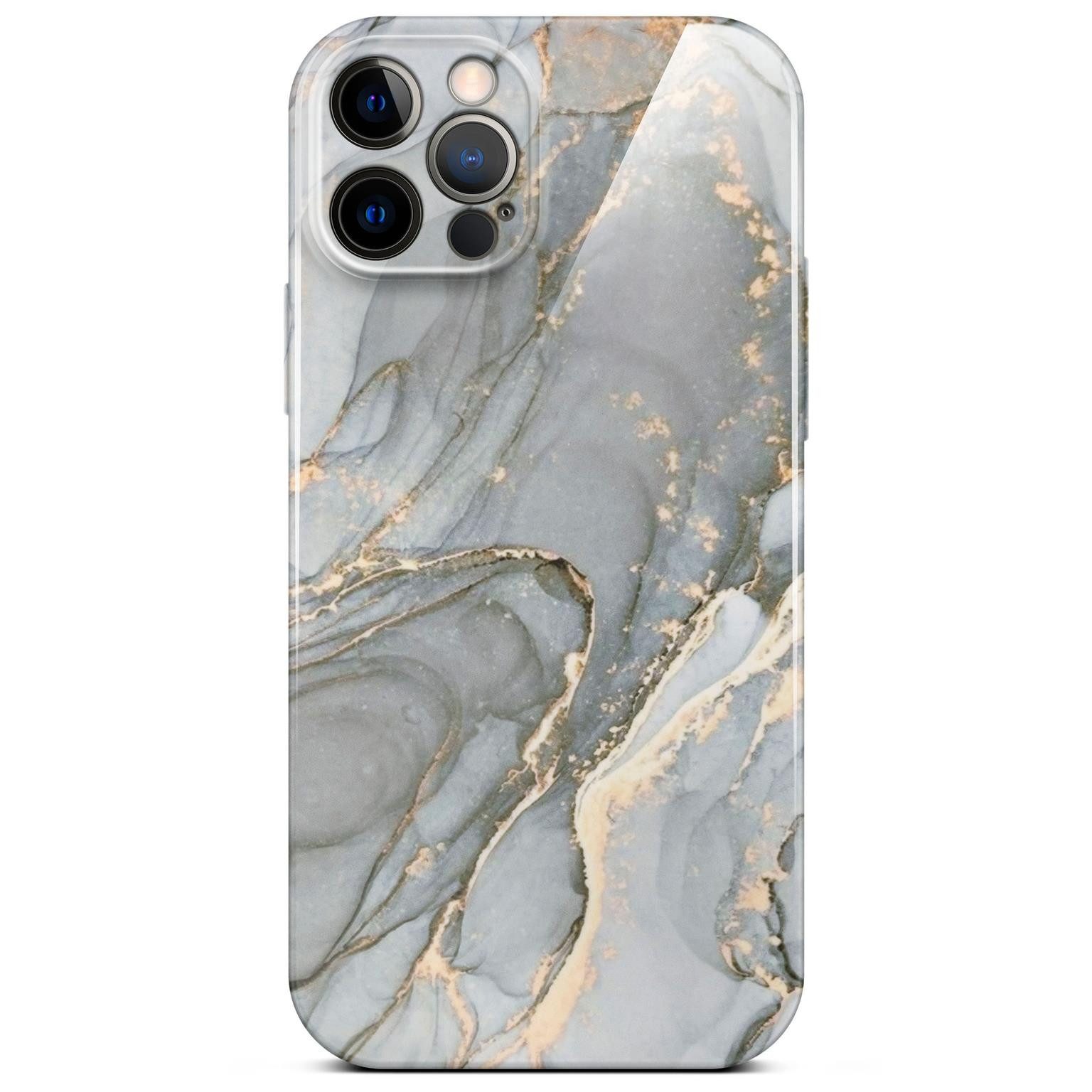 ONEFLOW Handyhülle für iPhone 12 Pro Hülle Marmor Bliss Cover Grau Gold 6,1 Zoll, Handy Schutz Backcover Handytasche Case Schutzhülle mit Kameraschutz