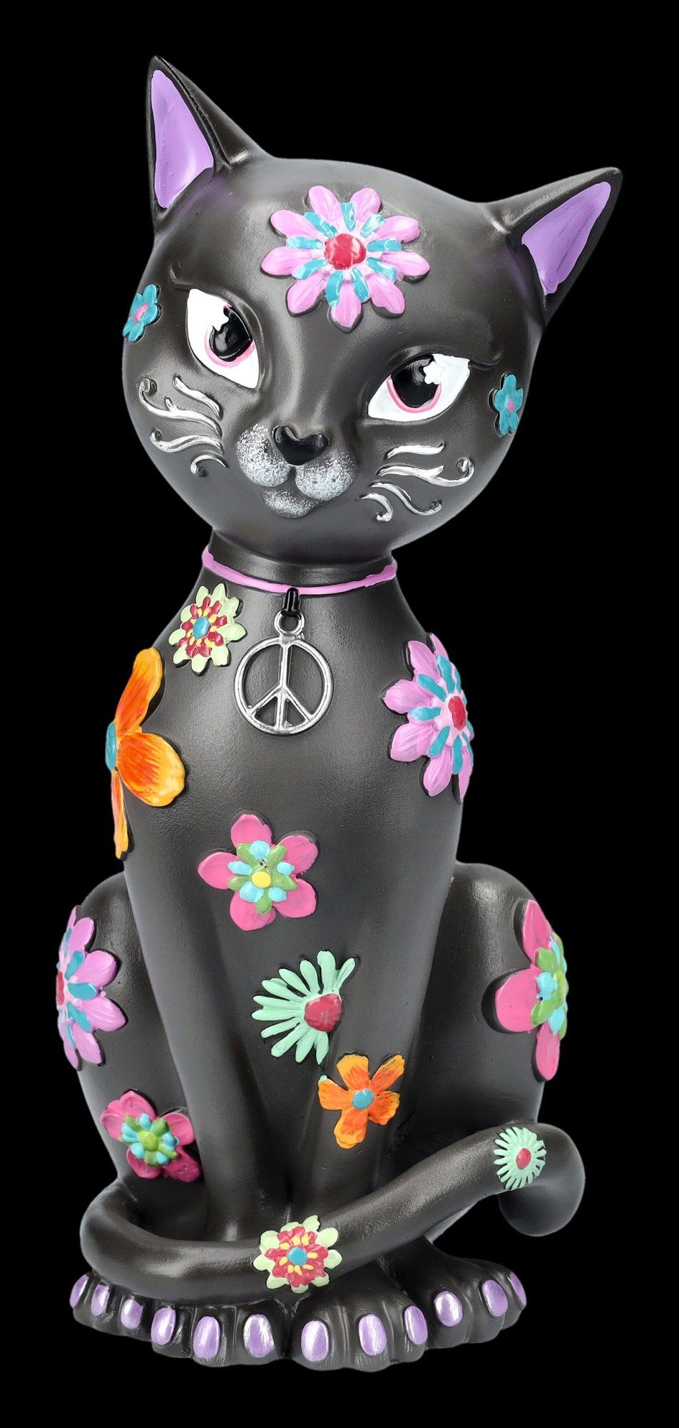 Figuren Shop GmbH Tierfigur Katzenfigur - Hippy Kitty - Nemesis Now - Tierfigur Dekofigur