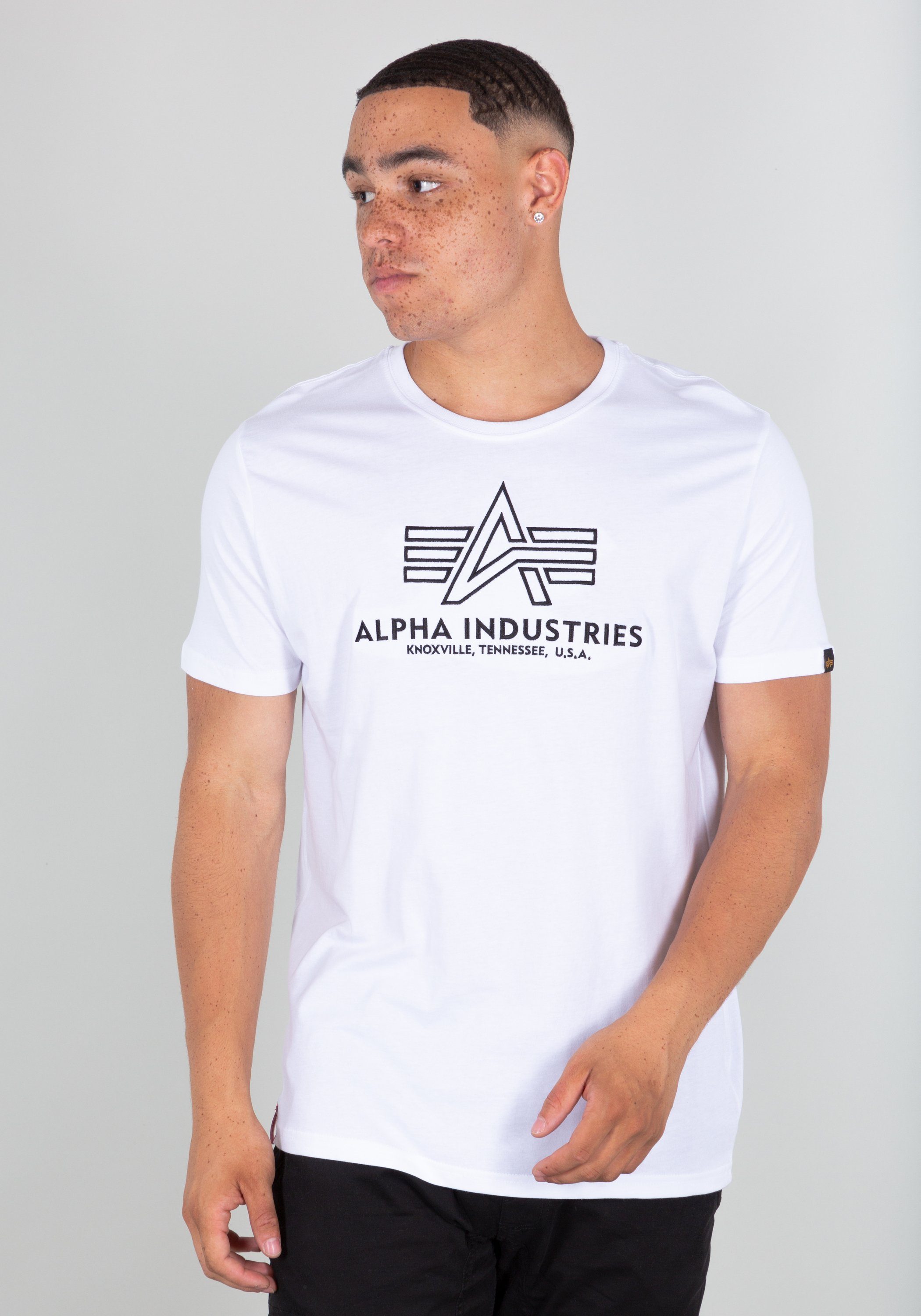 Alpha Industries T-Shirt, Alpha Logo Stick auf der Brust