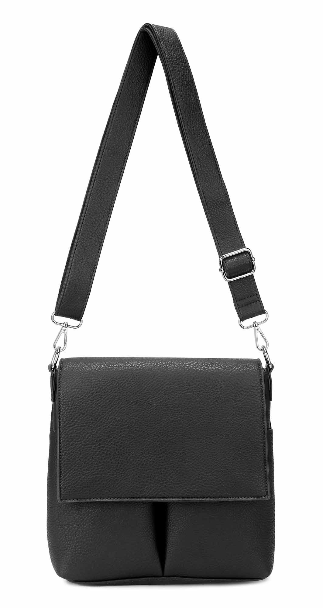 ITALYSHOP24 Schultertasche Damen Tasche Crossbody Umhängetasche Shopper Tablettasche Messenger, CrossOver Handtasche Unisex Bodybag Überschlagtasche Leder Optik Reise
