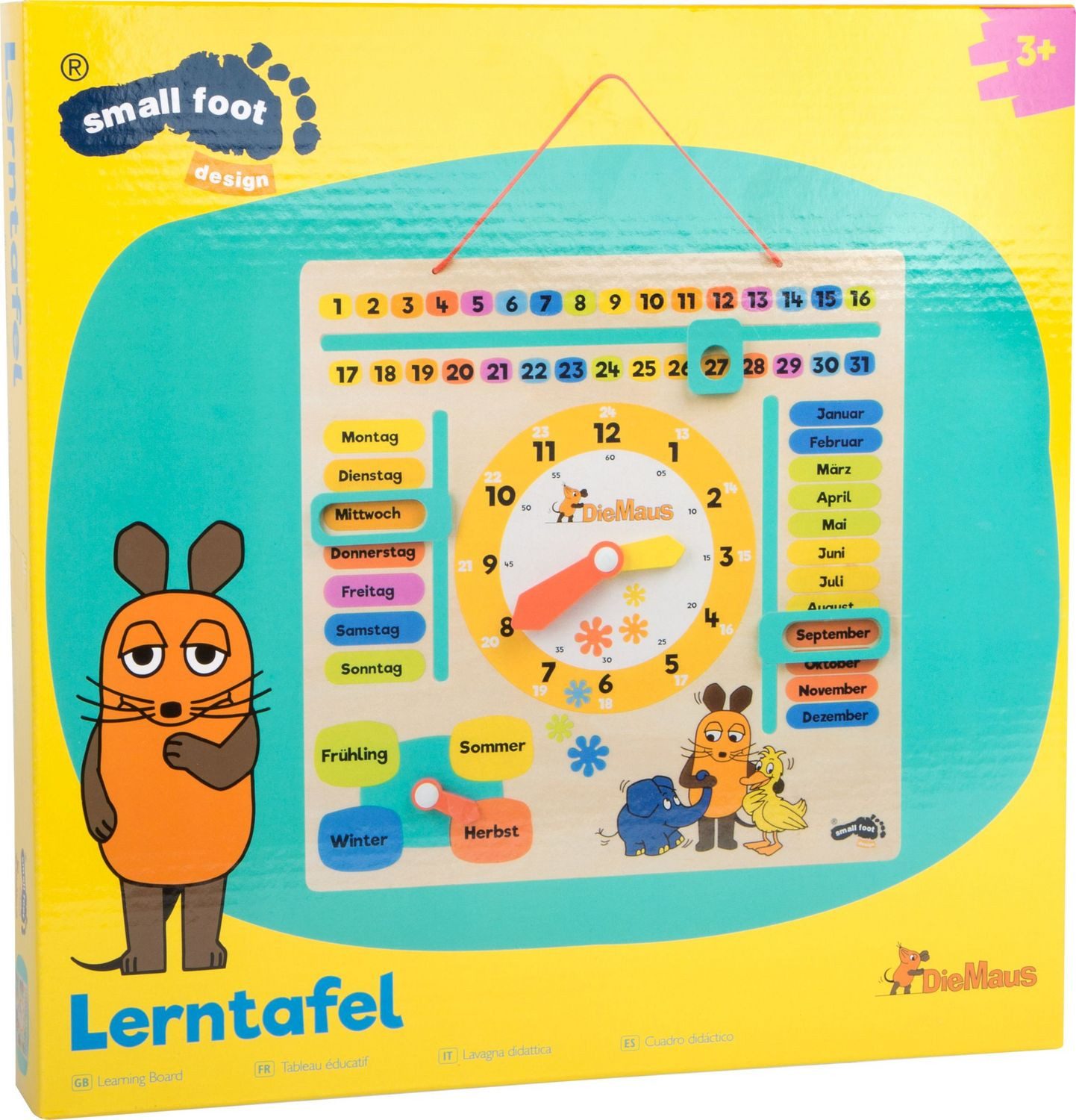 Small Foot Lernspielzeug Die Maus, Lernuhr mit Kalender