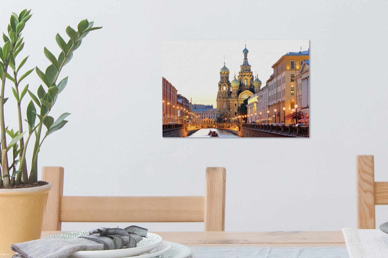 - Aufhängefertig, Wandbild Leinwandbild (1 Sankt St), OneMillionCanvasses® 30x20 Abend, cm Petersburg Kathedrale Wanddeko, - Leinwandbilder,