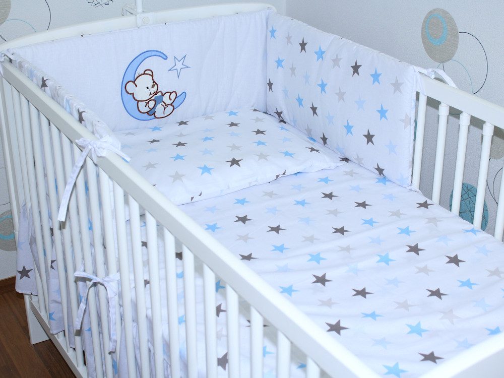 Primawela Babybettwäsche Baby Bettset -5-6 teiliges Set mit Chiffon Himmel Nestchen, 6 teilig