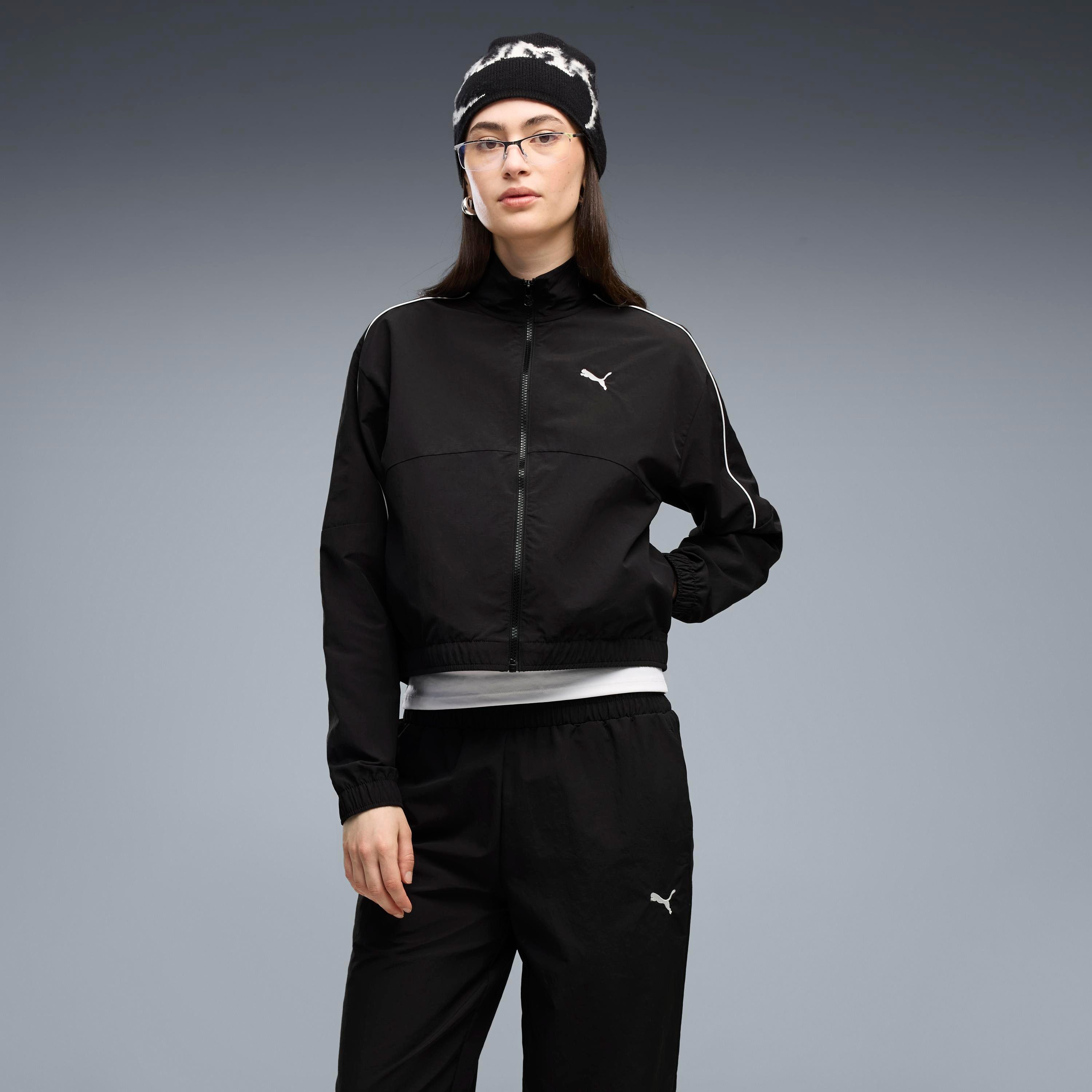 PUMA Jogginganzug WOVEN STANDARD SUIT CL (2-tlg), zweiteiliges Set, mit Knopfleiste, windabweisend, wärmeisolierend