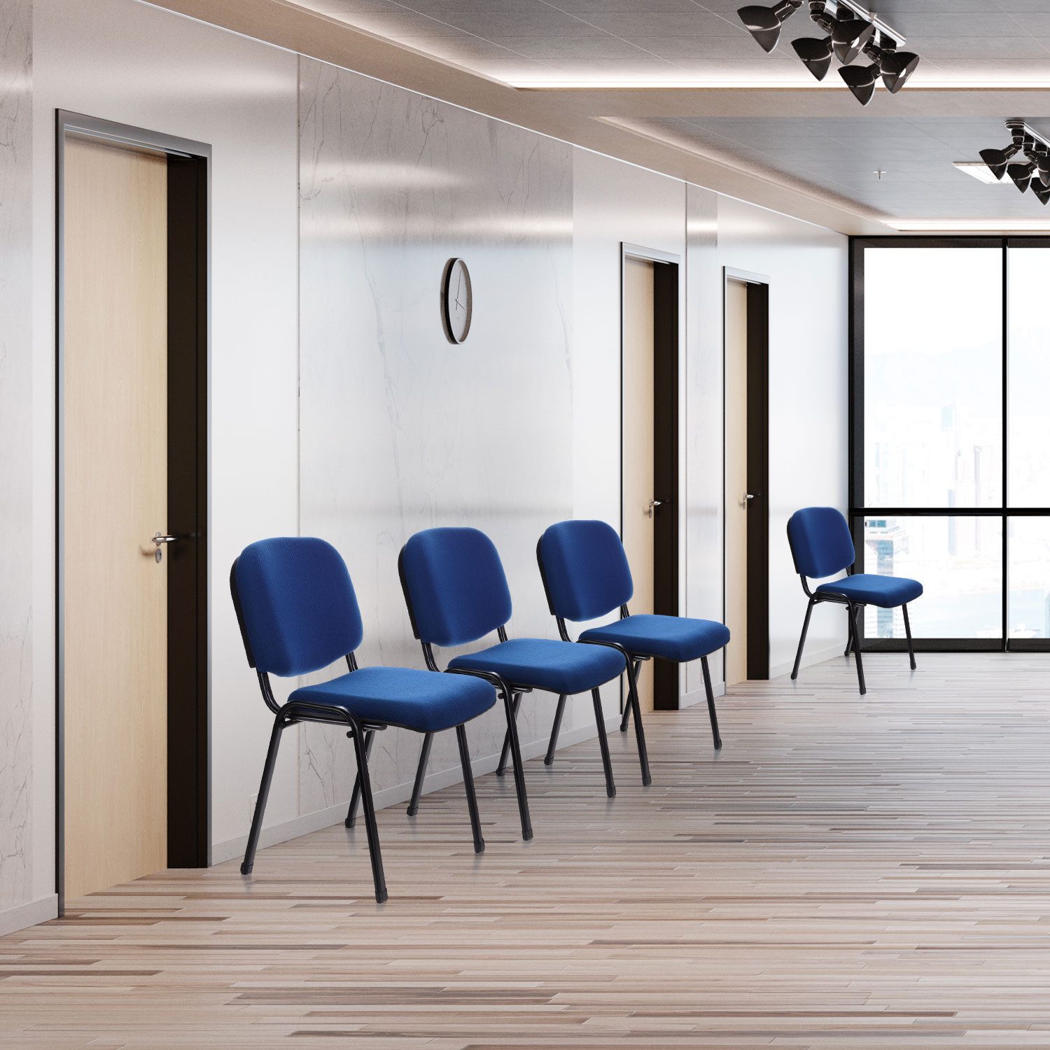 hjh OFFICE 4-Fußstuhl XT 600 Stuhl Stoff 4 St., 4er Set Besucherstühle gepolstert, bis 4 Stühle stapelbar