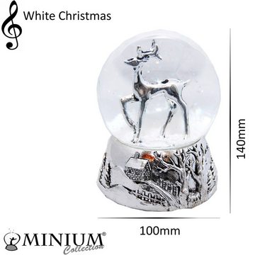 MINIUM-Collection Schneekugel Schneekugel Hirsch auf Sockel silber Landschaftsstruktur 100 mm breit