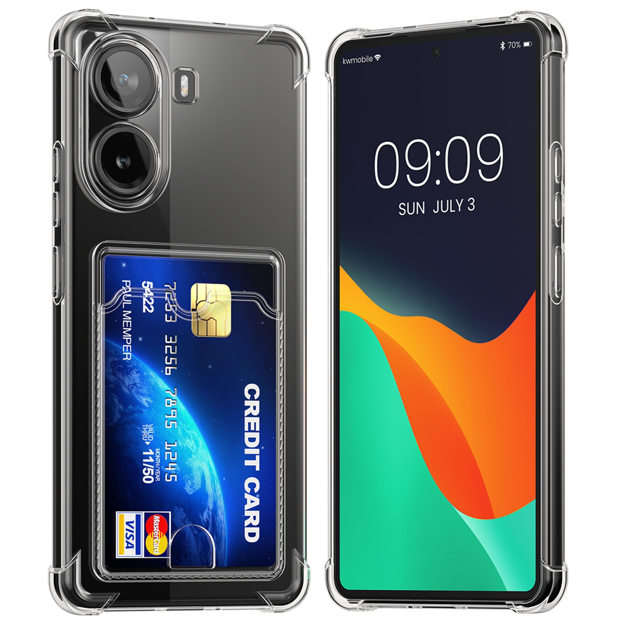 kwmobile Smartphone-Hülle Hülle mit Kartenfach für Xiaomi Poco X7 Pro 5G, Handyhülle Poco X7 Pro 5G mit Kartenfach Soft Case