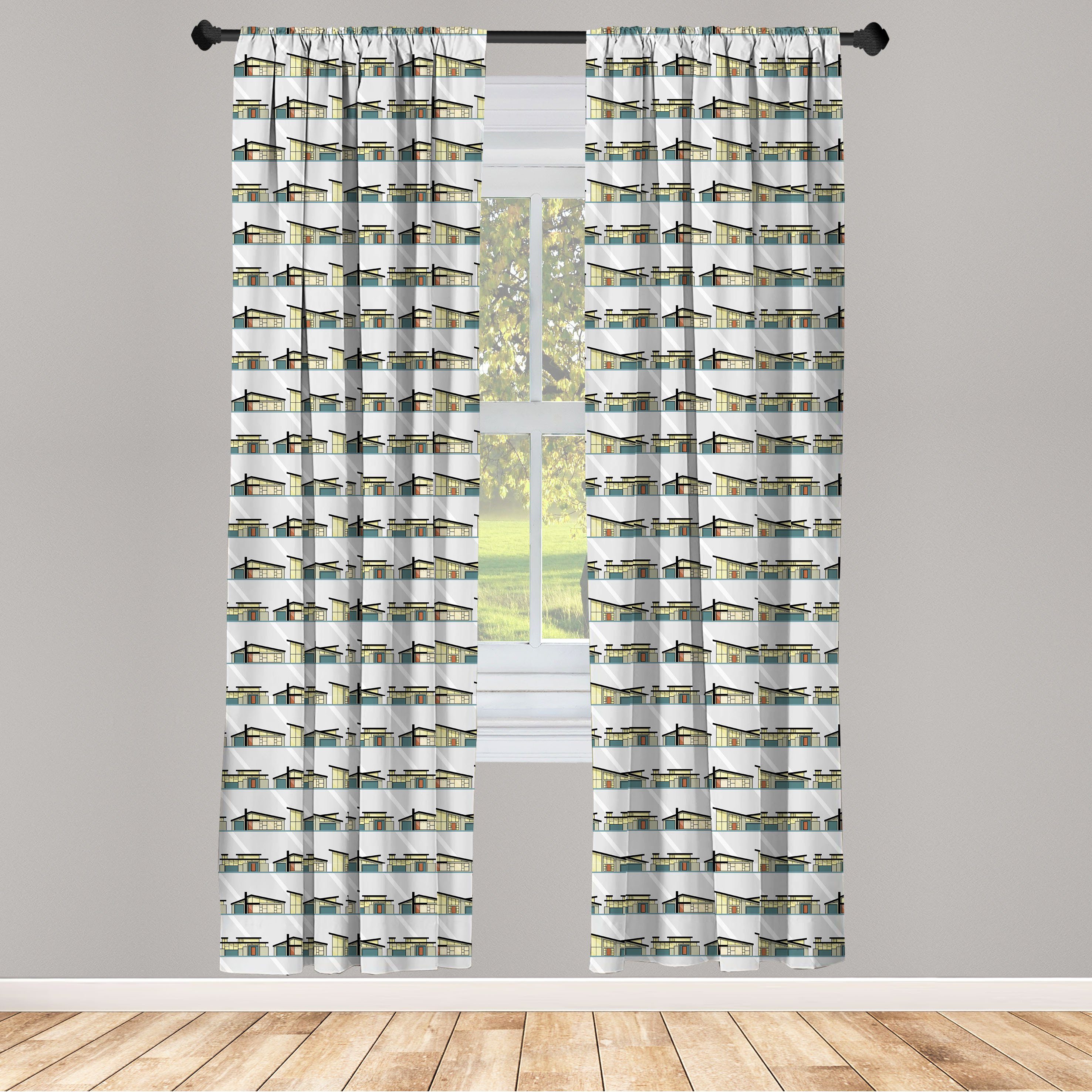 Gardine Vorhang für Wohnzimmer Schlafzimmer Dekor, Abakuhaus, Microfaser, Haus Geometrisch Modern Architecture