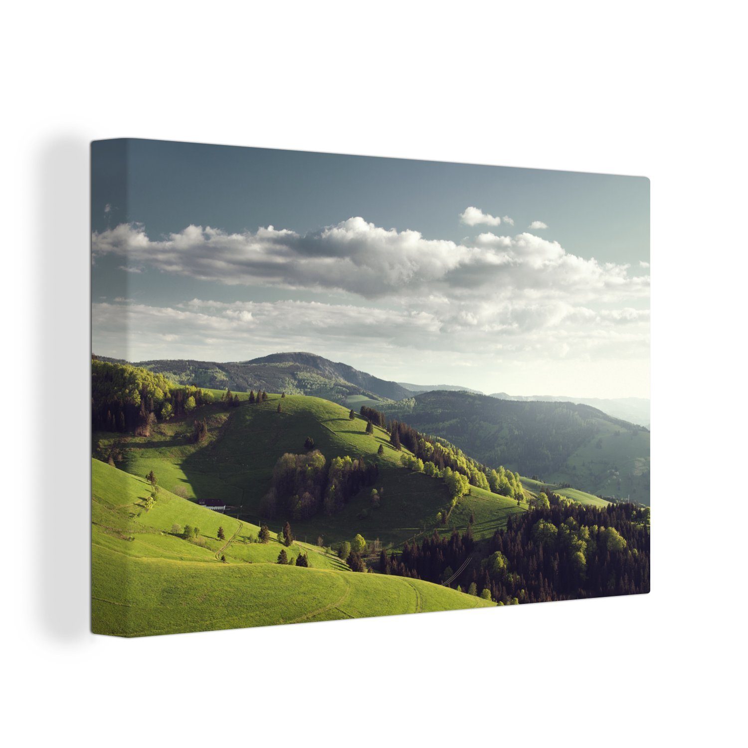 OneMillionCanvasses® Leinwandbild Der Schwarzwald in Deutschland vor Sonnenuntergang, (1 St), Wandbild Leinwandbilder, Aufhängefertig, Wanddeko, 30x20 cm