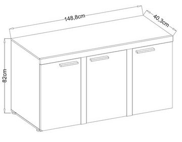 Furnix Sideboard RIVAY 3F Anrichte Kommode 3F, Breite 148,8 cm, Höhe 82 cm, Tiefe 40,3 cm, Mit 3 Türen