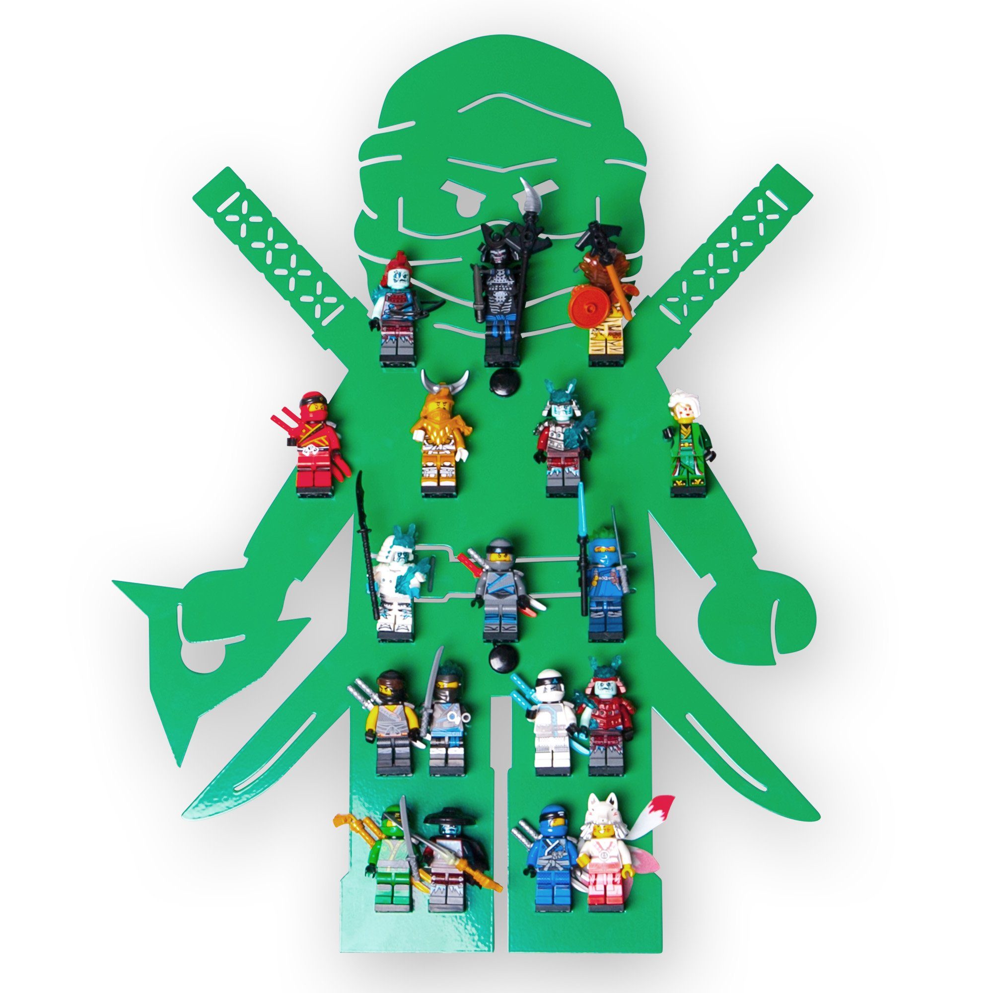minis Wandregal Klemmbau Minifiguren 18 Regal Grün Ninja Kinderzimmer moin minis für moin