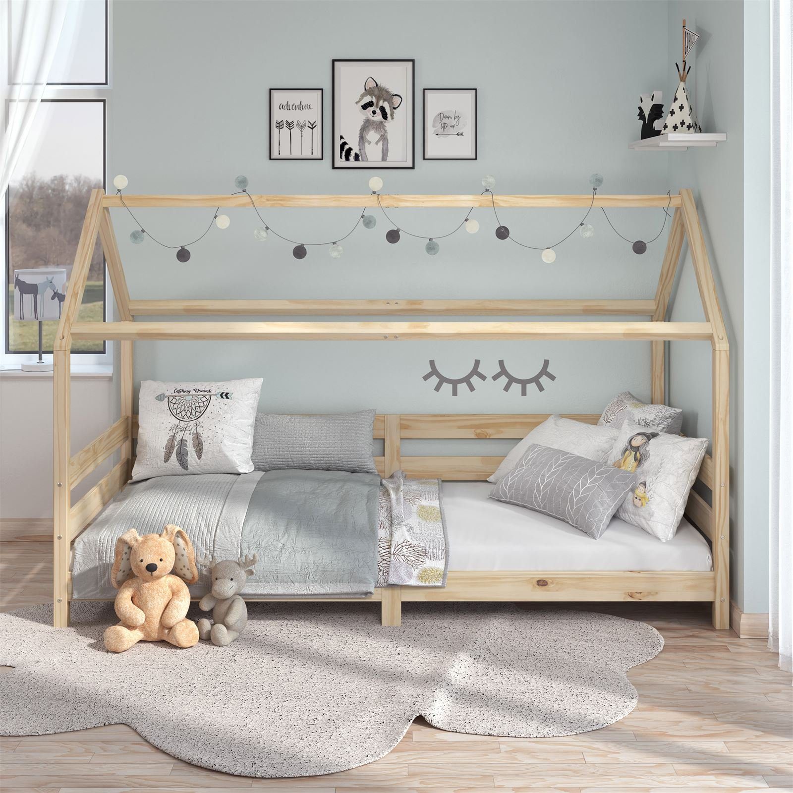 natur Montessori x 90 200 massiv Kinderbett Kiefer IDIMEX Kinderbett FINA, Hausbett