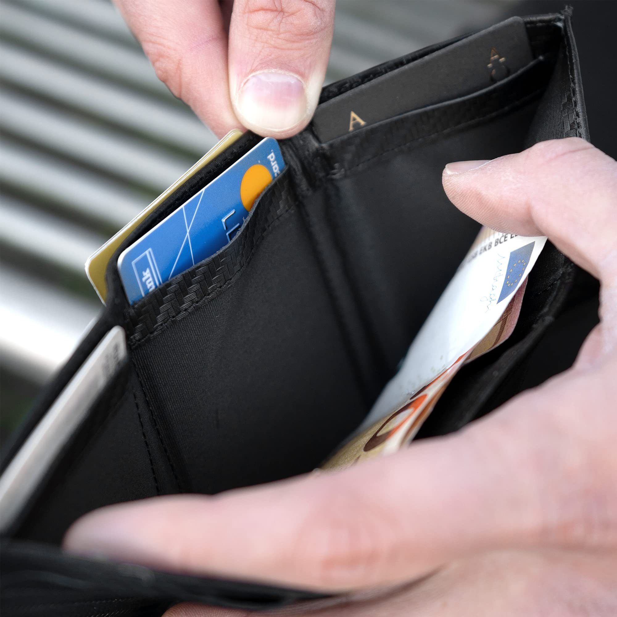 Donbolso & RFID Kartenfächern 9 Slim Carbon mit Münzfachmodernleder Wallet Ohne Geldbörse Schutz,