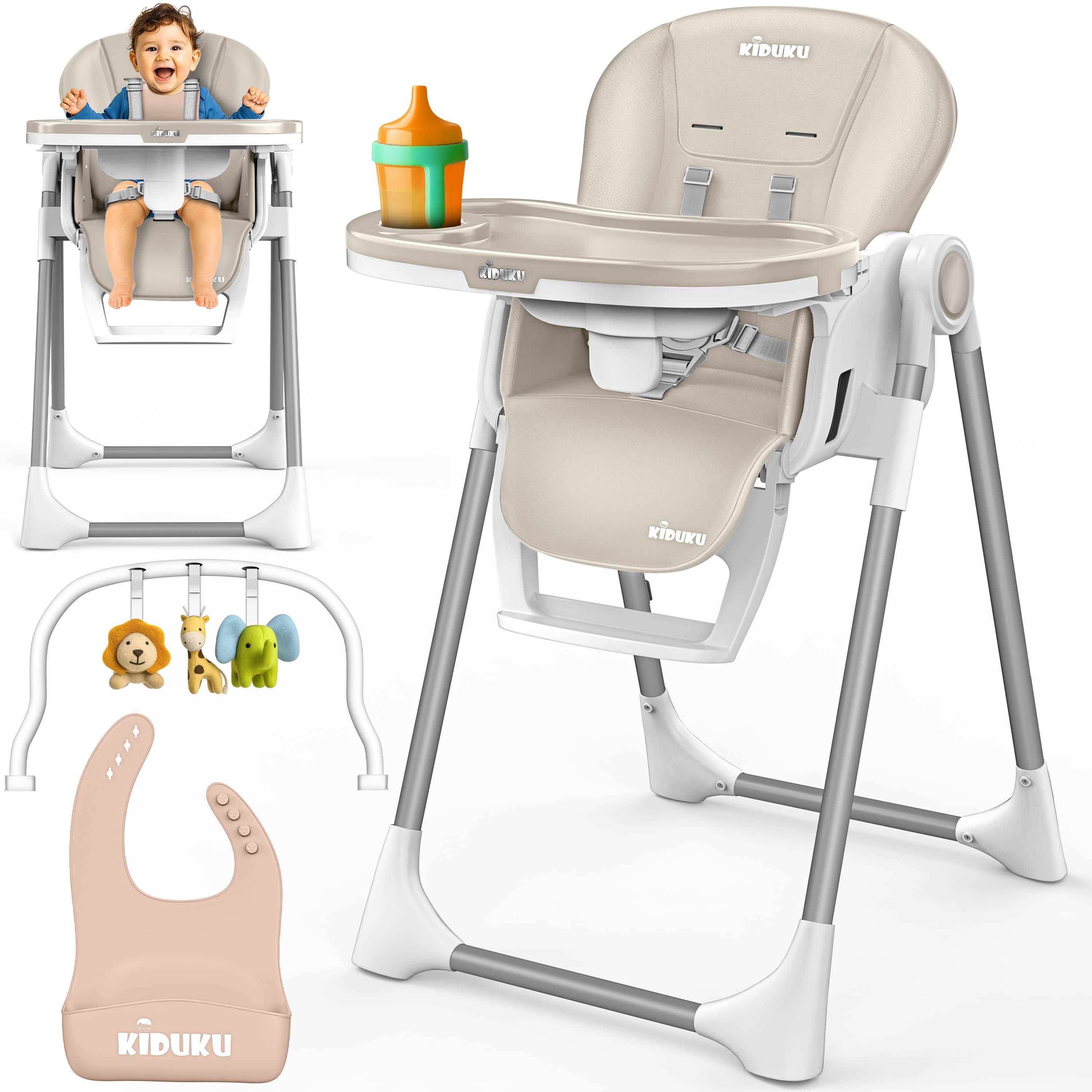 KIDUKU Hochstuhl Baby 3in1 mit Neugeborenenaufsatz + Lätzchen, Spielbogen ( günstig online kaufen