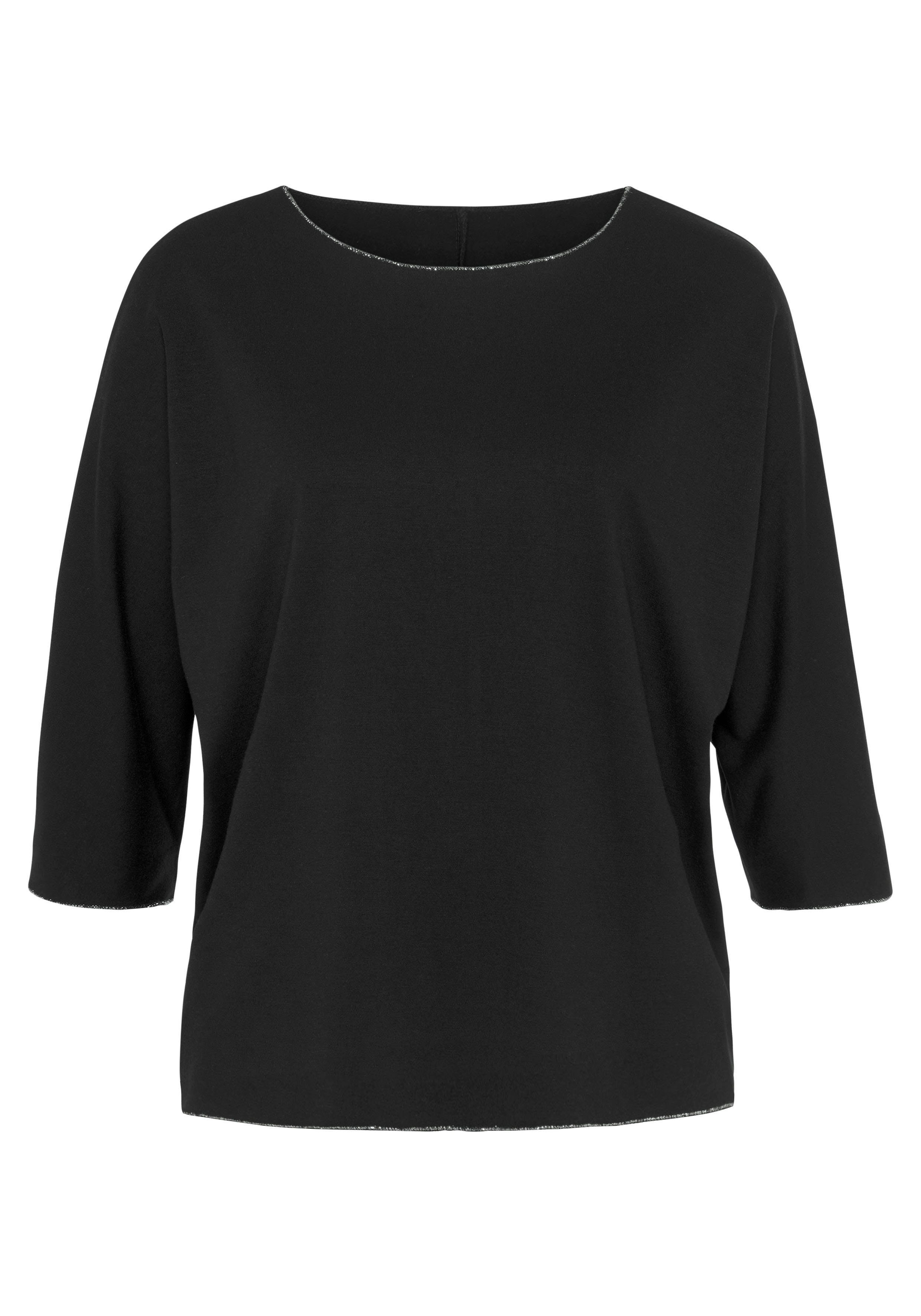 LASCANA Rundhalsshirt "mit eleganten Glitzerabschlüssen", aus pflegeleichte günstig online kaufen