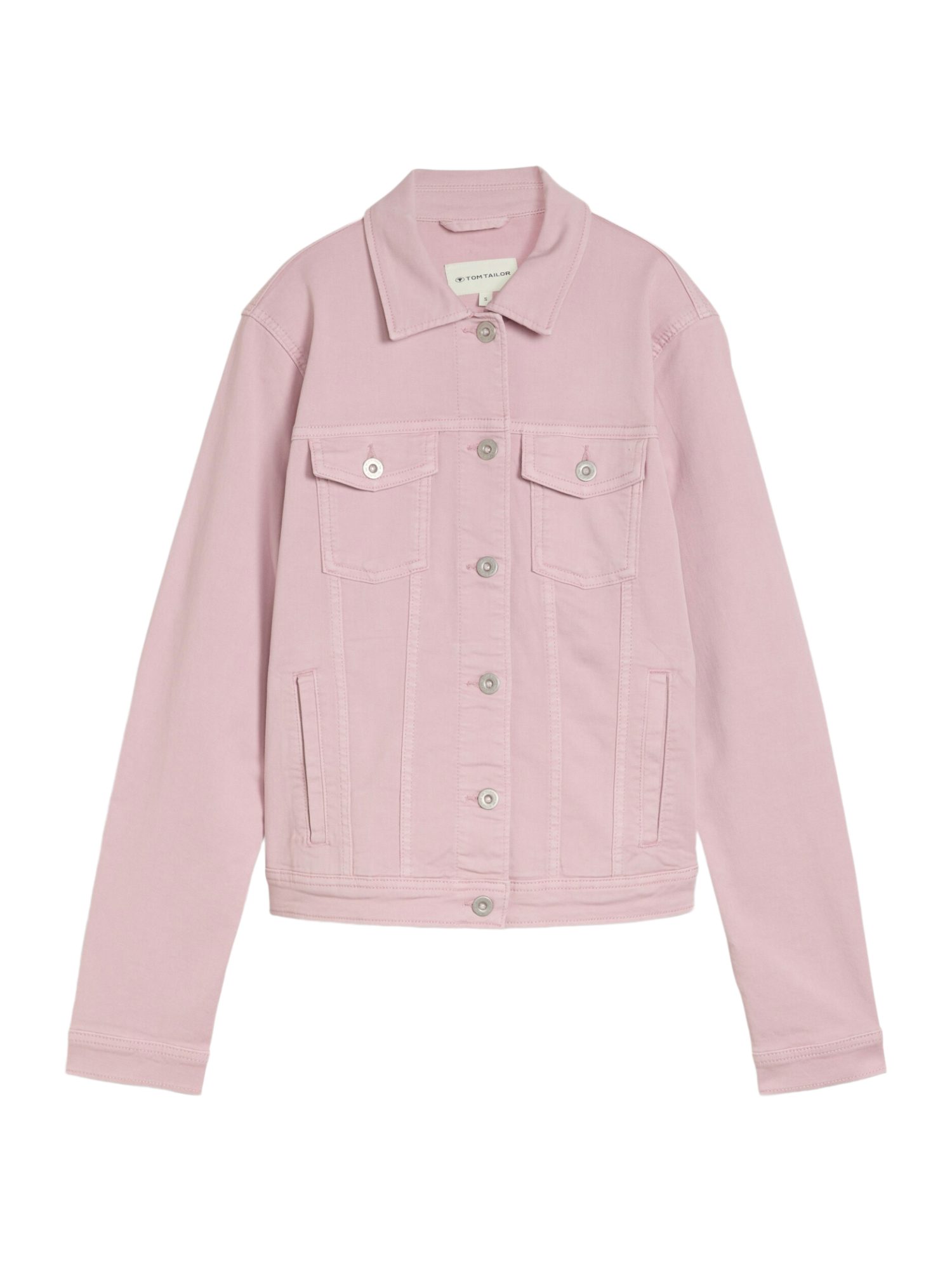 TOM TAILOR Jeansjacke N rosa,Casual,Baumwolle,Unifarben,Umlegekragen,Lang,Regular Fit