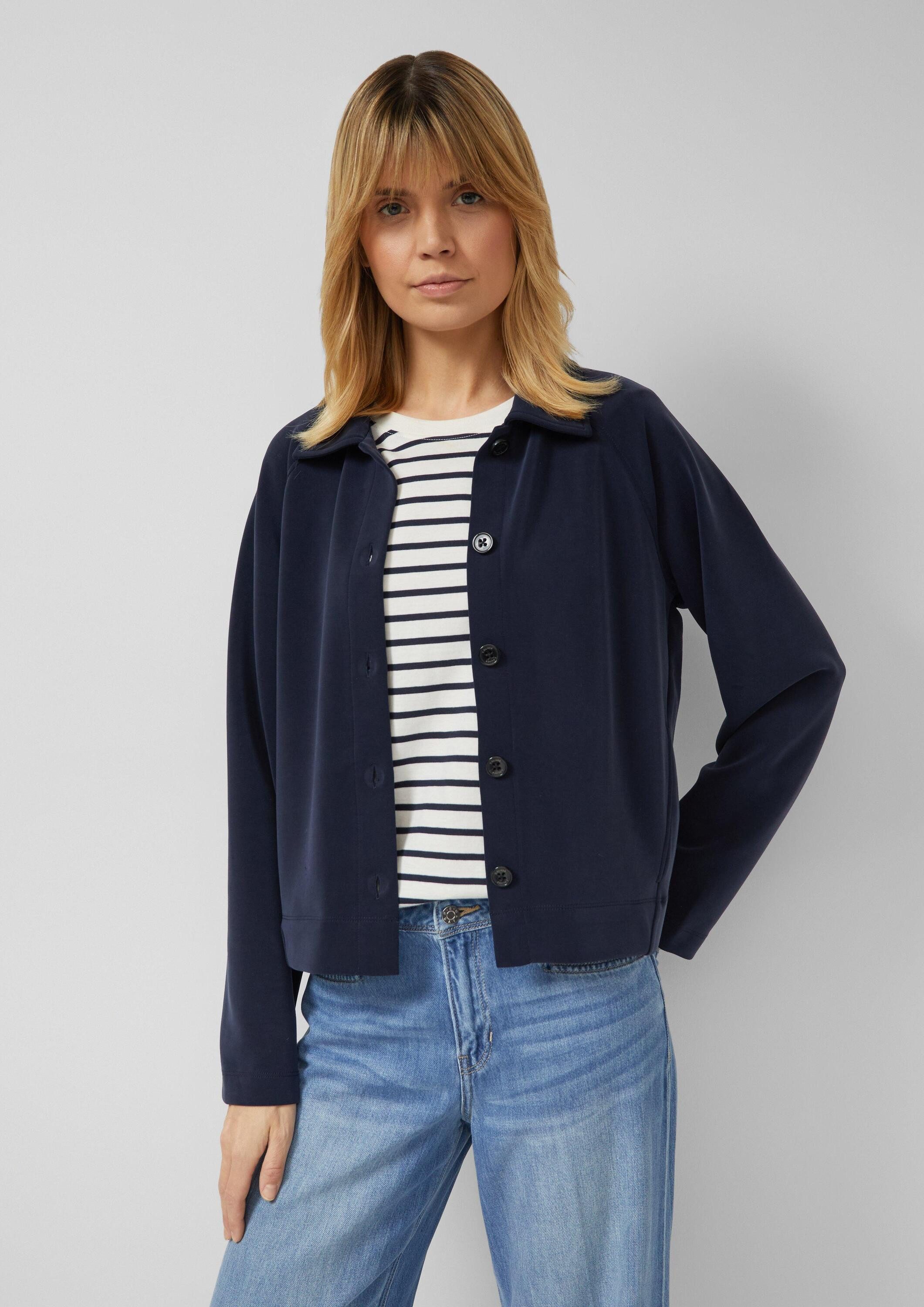 s.Oliver Sweatjacke Sweatshirt Jacke Verkürzte Sweatshirt-Jacke aus Scuba