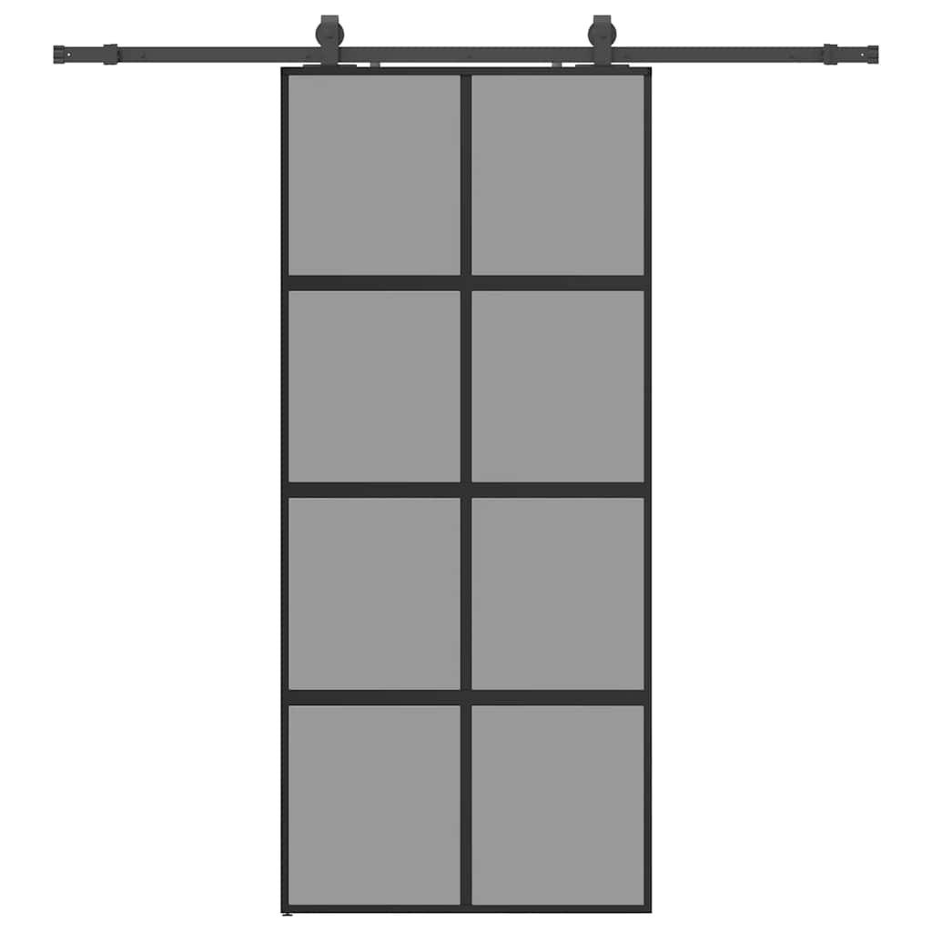 vidaXL Zimmertür 90 x 205 cm 200 cm sliding rail Schiebetür mit Beschlag Schwarz 90x205
