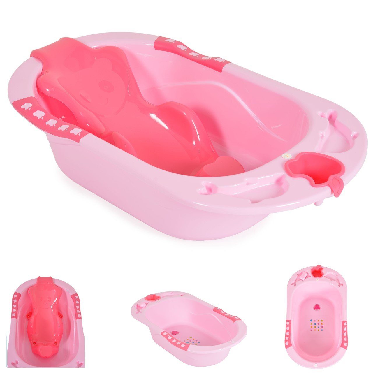 Cangaroo Babybadewanne Babybadewanne Larissa cm, Wasserablauf 89 rosa Badesitz, herausnehmbarer