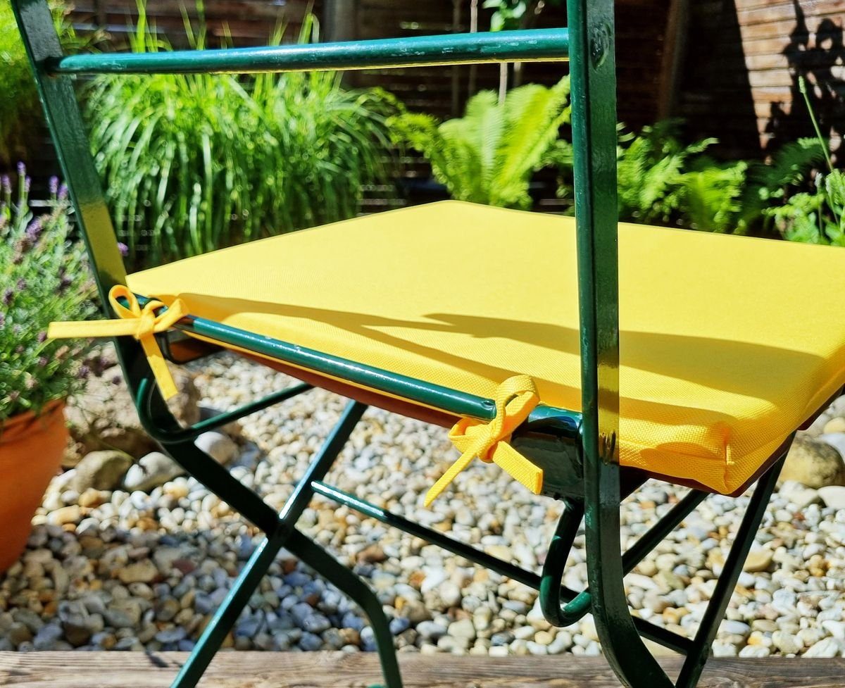 Coen Bakker Stuhlkissen JACK Outdoor Effekt, strapazierfähig, 40x40cm Außen Wasserfest Kissen für Lotus mit & Lounge robust, Sitzkissen, Innen Stuhlkissen Gelb