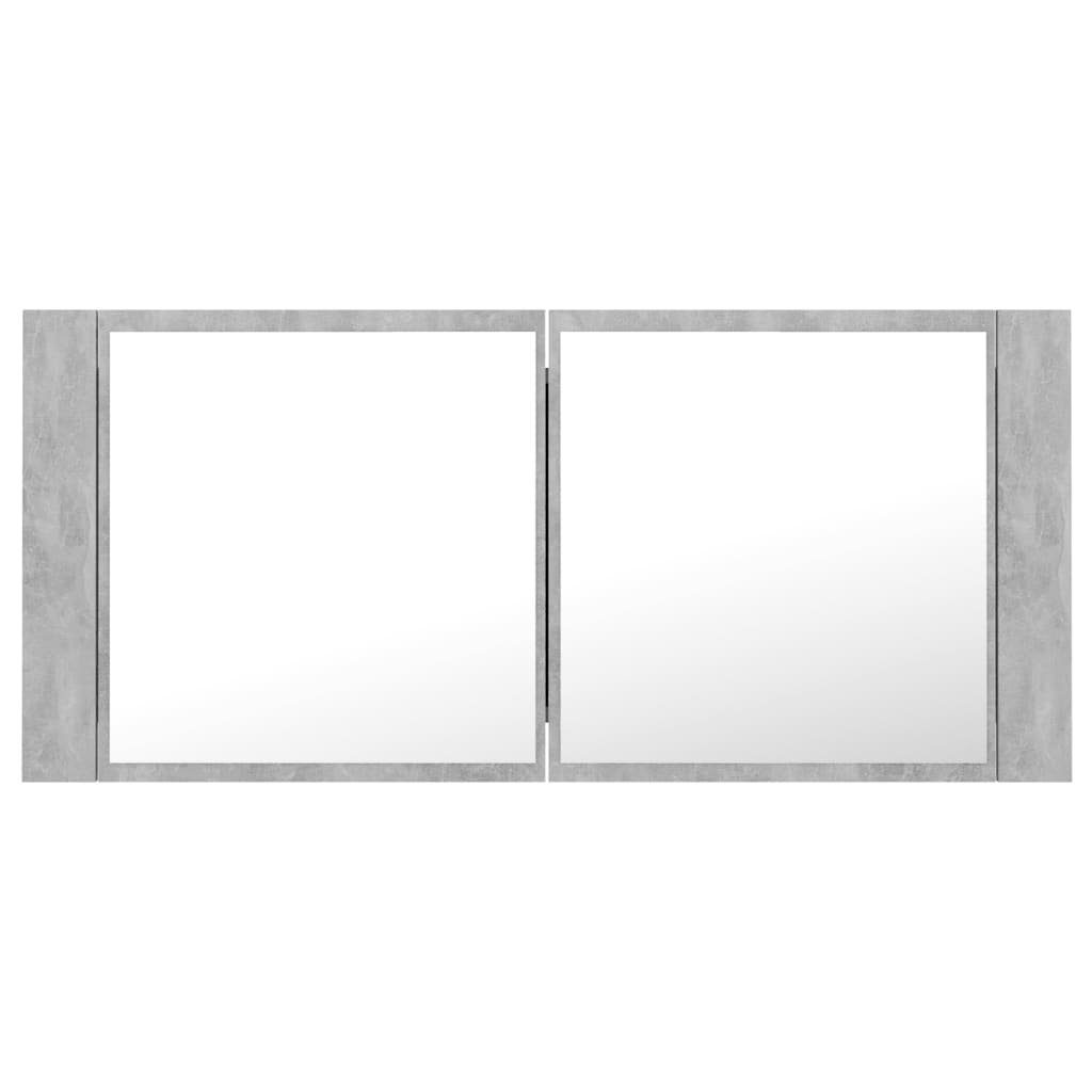 vidaXL Badezimmerspiegelschrank LED-Bad-Spiegelschrank Acryl cm (1-St) 100x12x45 Betongrau