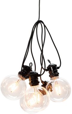 KONSTSMIDE LED-Lichterkette Weihnachtsdeko aussen, 10-flammig, LED globe Party Lichterkette, retro Design, schwarz, 10 Dioden