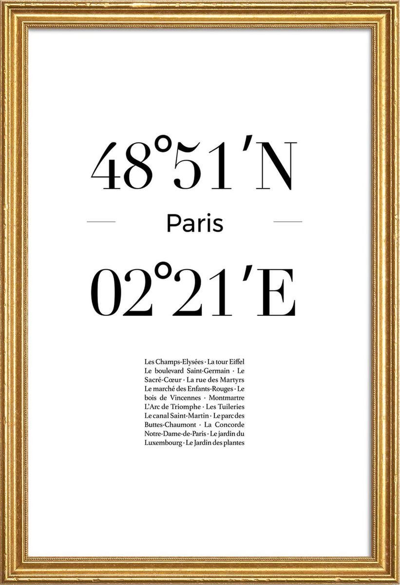 JUNIQE Galeriequalität Holzrahmen, weißen mit Poster St), mit Schwarz Rand cm (1 breiten, 1 Poster einem Weiß & Juniqe Fine-Art-Print in