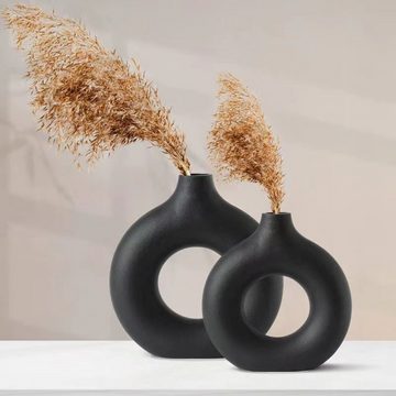 FELIXLEO Dekovase Vase Keramik Donut matt Runde Form Modern Getrocknete Blumenvasen