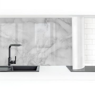 Bilderdepot24 Küchenrückwand schwarz-weiß dekor 3D-Optik Muster Steinoptik Marmoroptik Schwarz Weiß, (1-tlg., Nischenrückwand - für Fliesenspiegel ohne Bohren - matt), Spritzschutz Rückwand Küche Herd - Folie selbstklebend versch. Größen