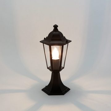 Licht-Erlebnisse Sockelleuchte VELENCE, ohne Leuchtmittel, Wegeleuchte Schwarz Laterne wetterfest Garten Haus Lampe