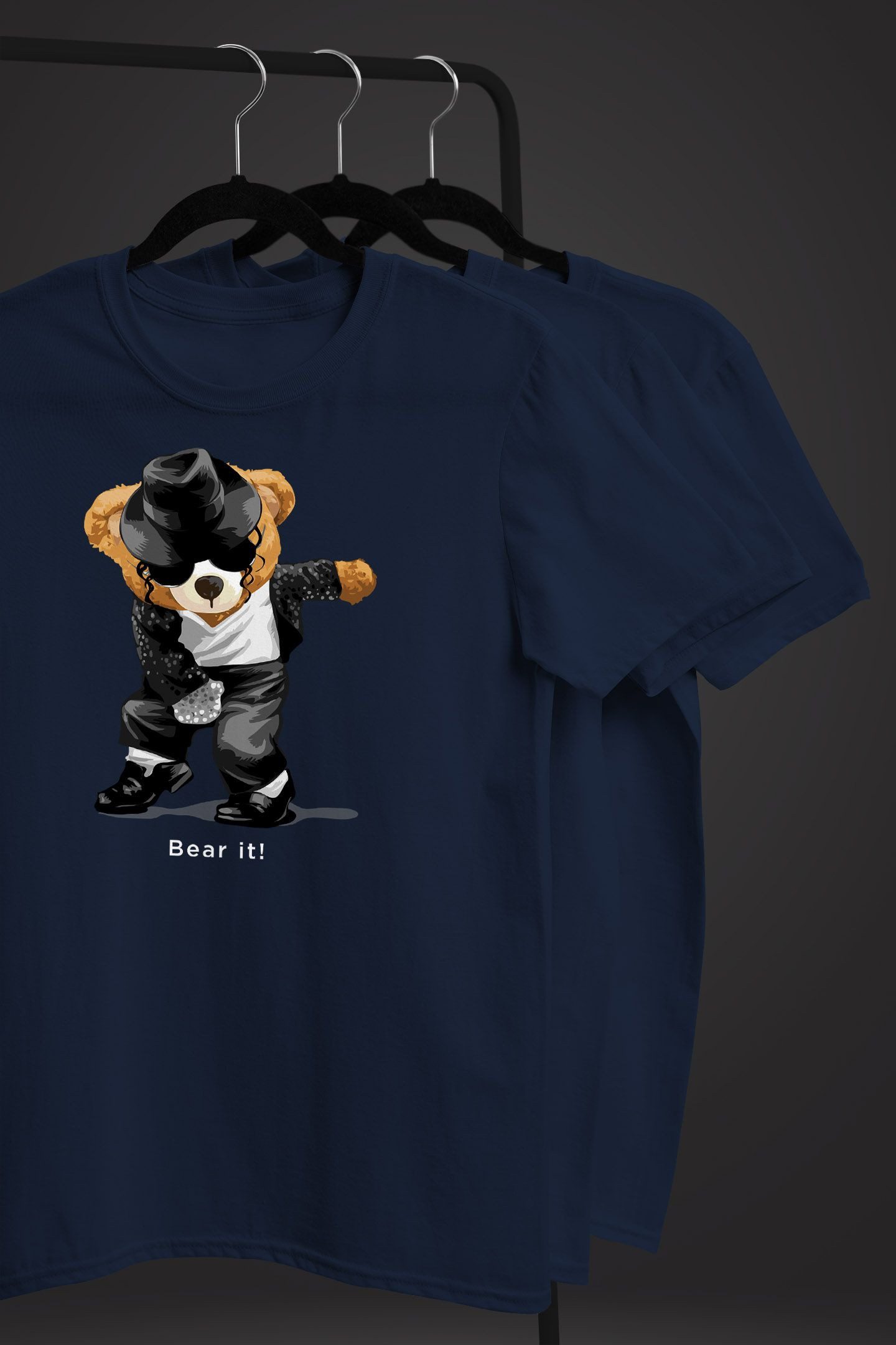 Neverless Print-Shirt Herren T-Shirt Jackson Bear Parodie Bear it! Teddy Bär Musik Print mit Print