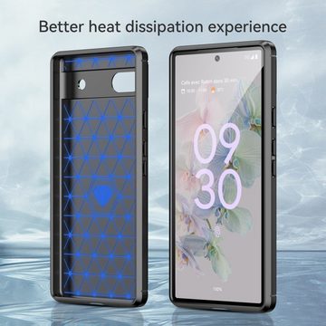 CoverKingz Handyhülle Hülle für Google Pixel 6a Handyhülle Silikon Case Bumper Carbonfarben 15,49 cm (6,1 Zoll), Carbon Look Brushed Design